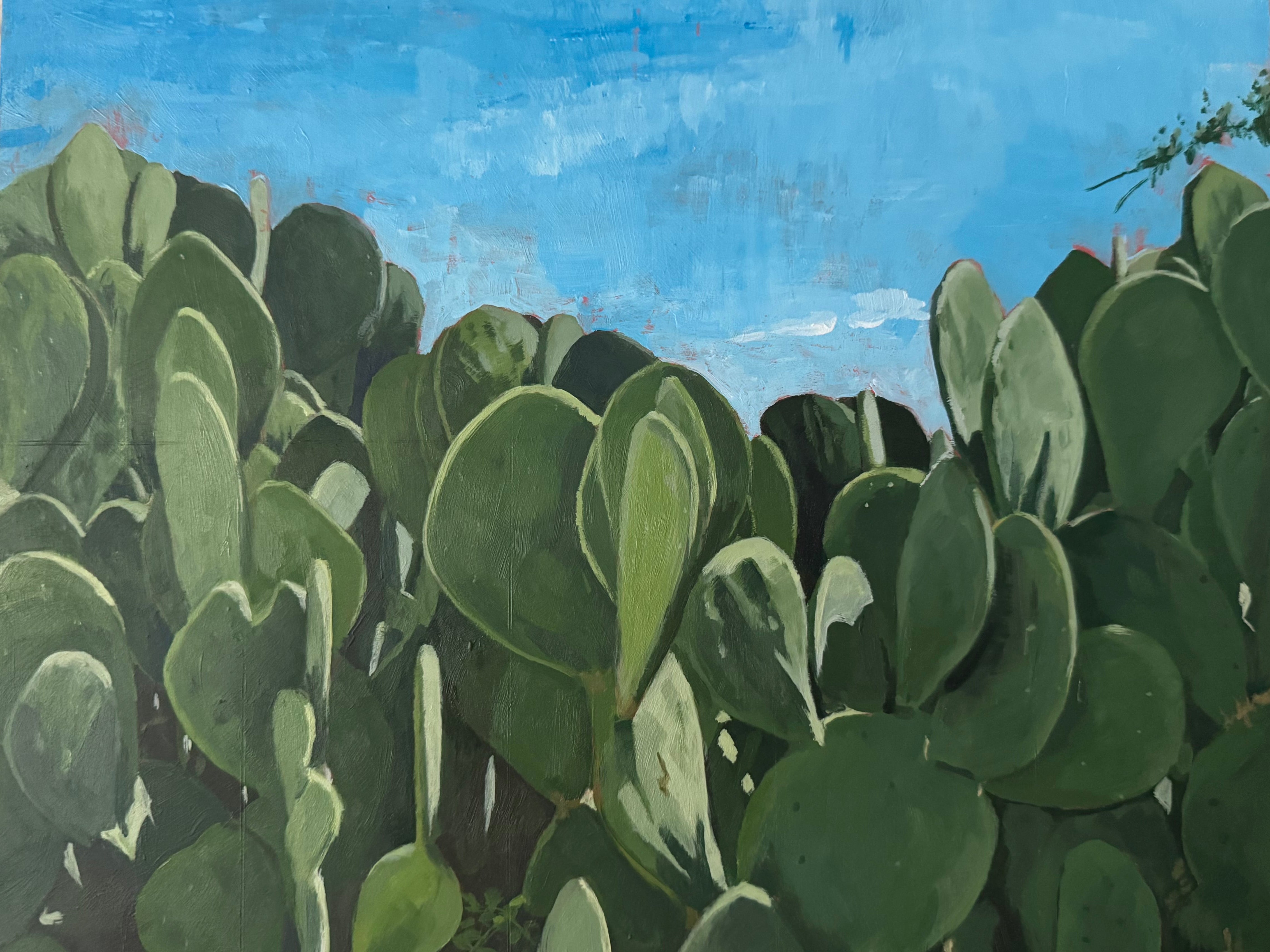 prickly pear cactus painting Prickly Pear Under The Blue Sky by Leigh Ann Torres