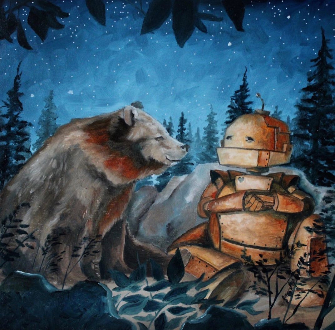 Bashful Bear Bot -Robots in Rowboats by Lauren Briere + Paper Print