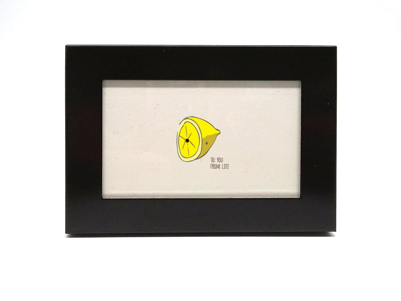 Lemon Print - To:You From: Life by Elisa Wikey!
Are you an ant? Or do you live in a very small house? Or perhaps you just like charming tiny things?
Hurray, finally something that fits your lifestyle! This is a 2.5"x3.5" tiny framed thing, the tiniest and framiest of all the things.
Comes with instructions and a Tiny Certificate of Authenticity.