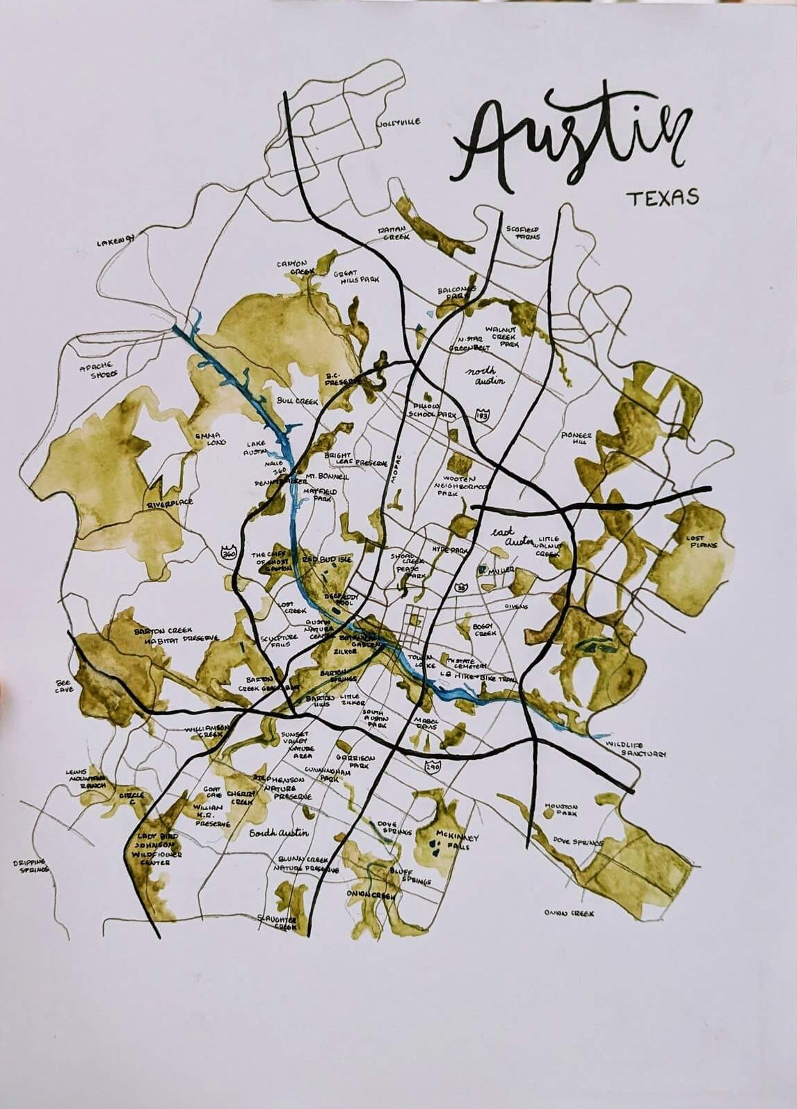 Austin Map Print by Alex Quirk