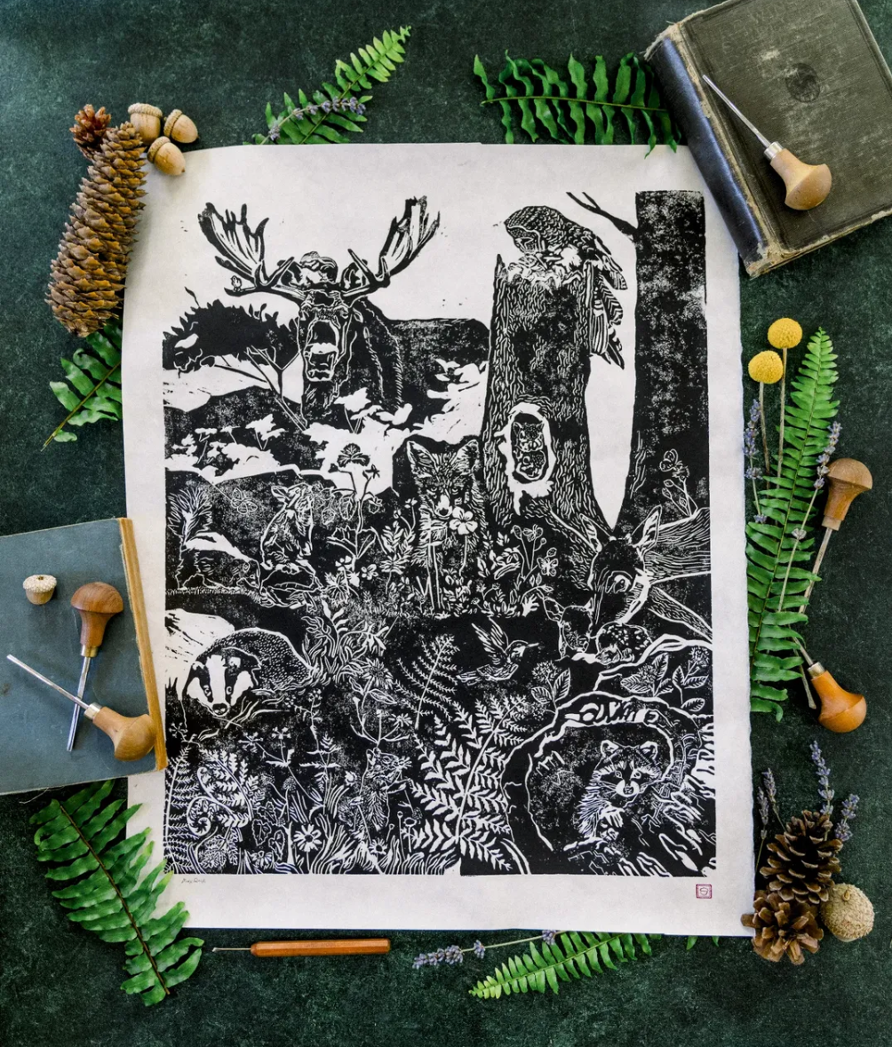 Forest Creatures by Alex Quirk - 18"x23" + Original