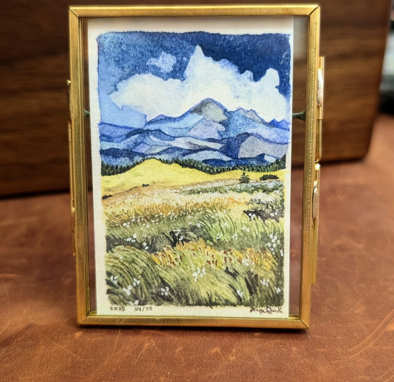 Mountains and Fields Mini Print by Alex Quirk + Metal Frame