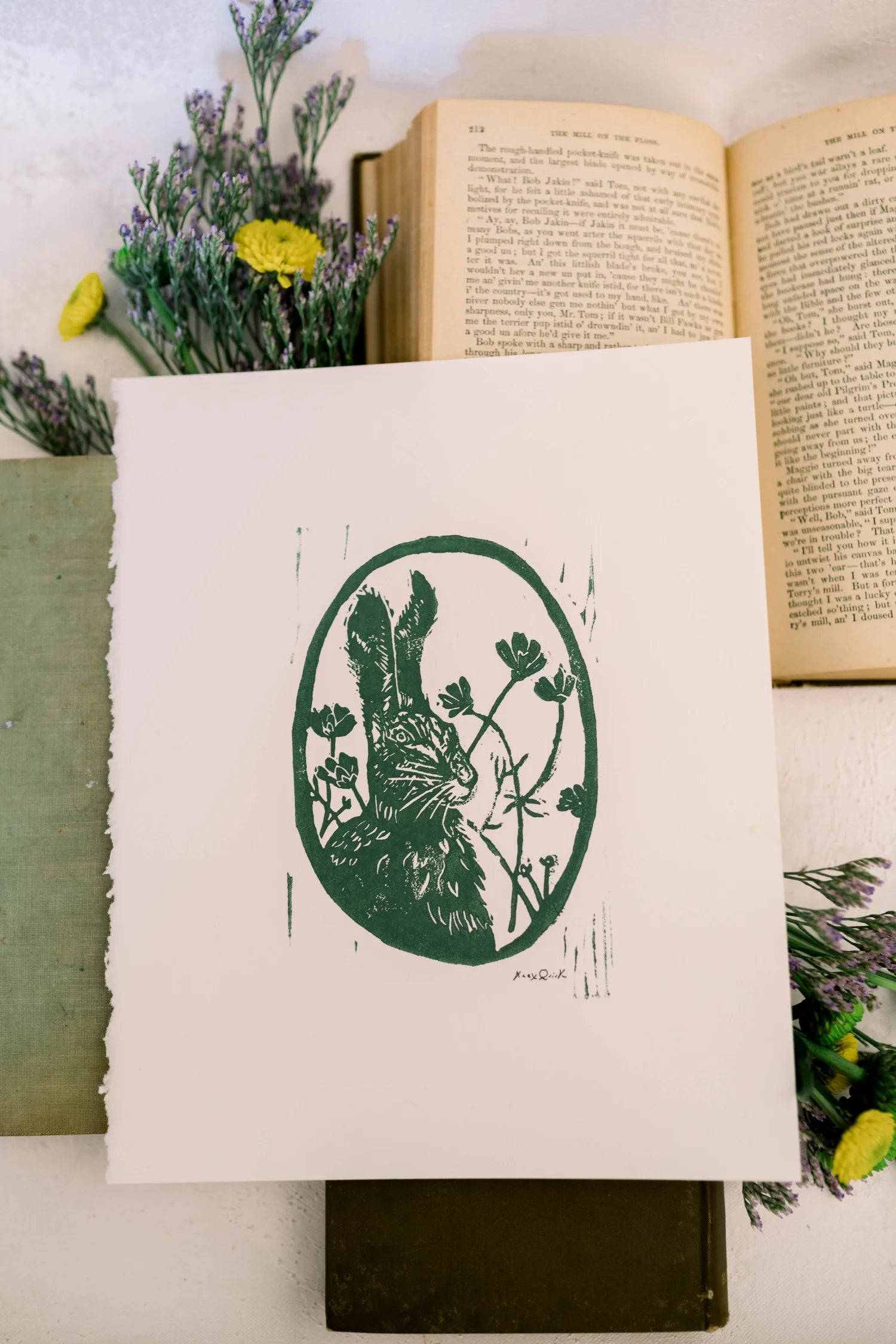 Mr. Hare and His Flowers Print by Alex Quirk + Original
