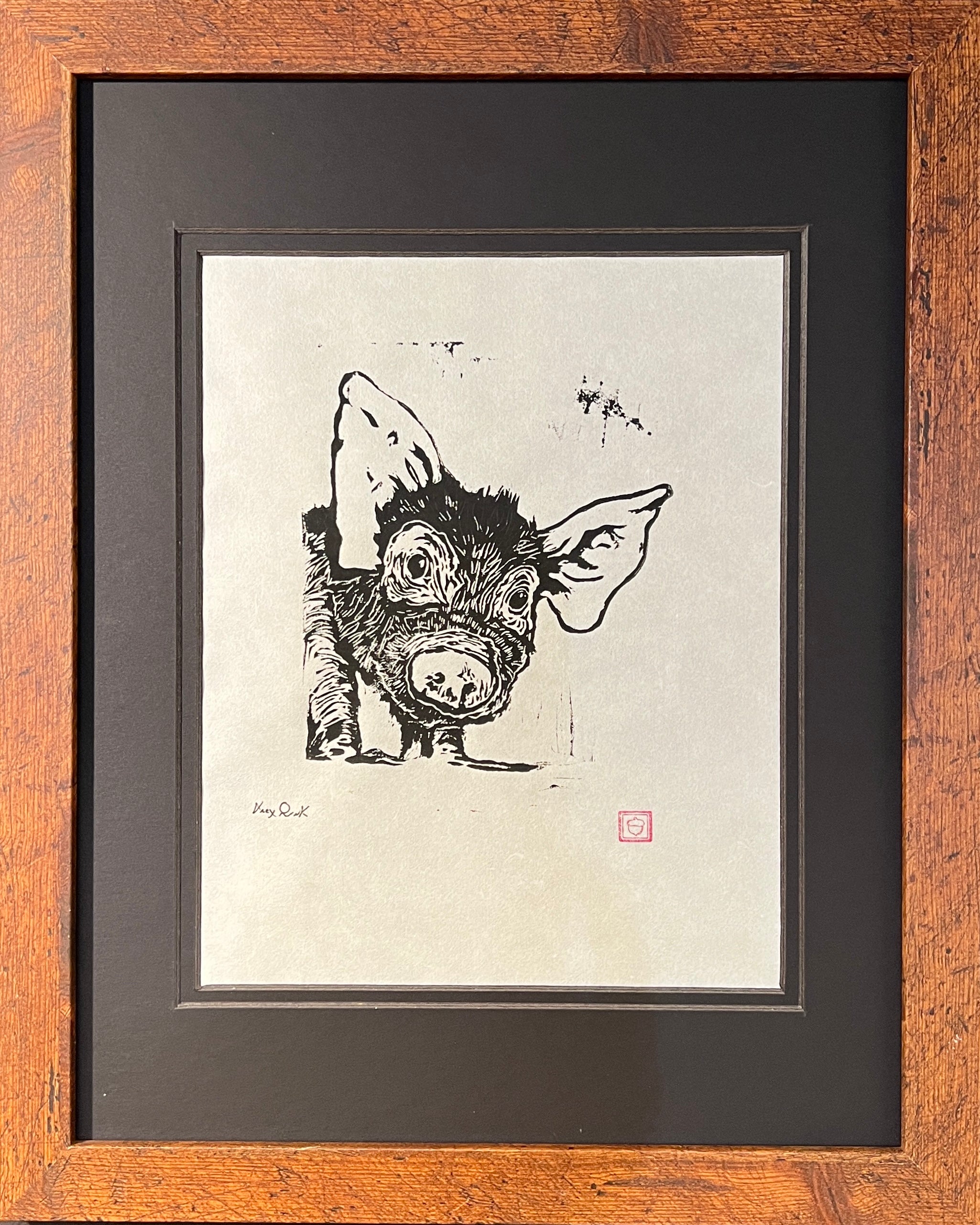Barley the Pig Print by Alex Quirk + Framed