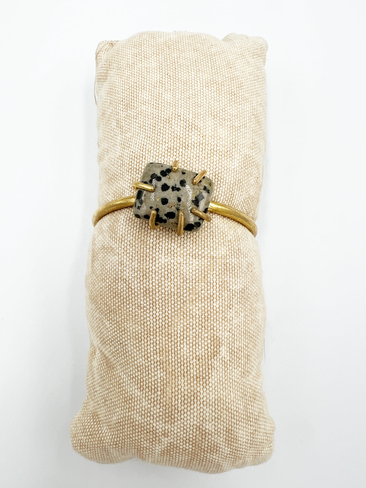 Dalmatian Jasper Prong Set Cuff by BeBeadiful Jewelry