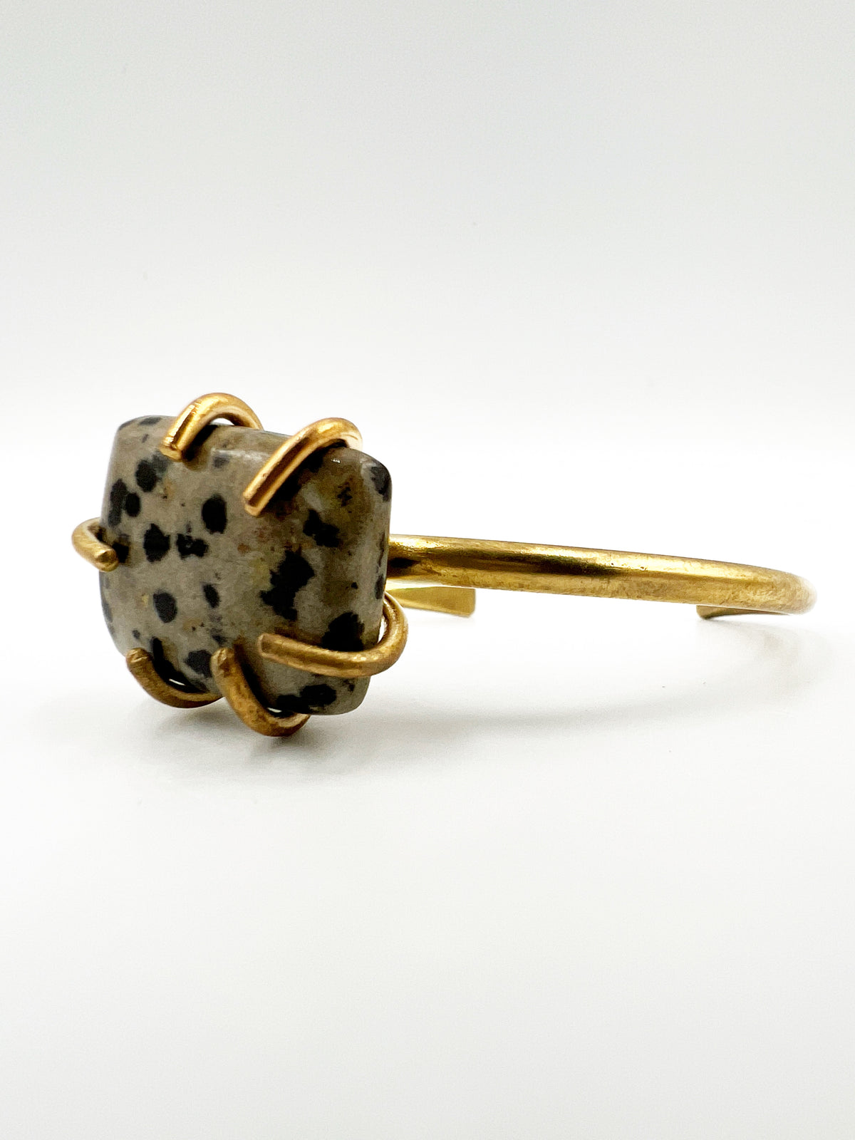 Dalmatian Jasper Prong Set Cuff by BeBeadiful Jewelry