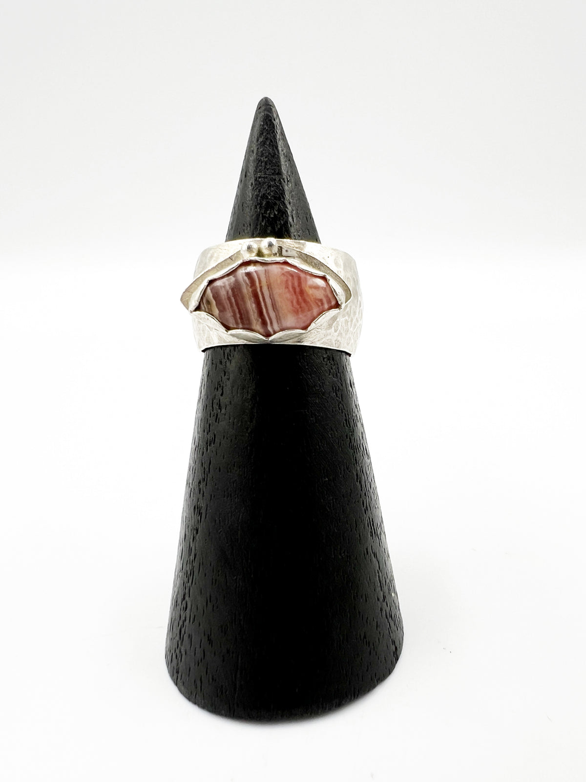 Rhodochrosite Evil Eye Sterling Silver Ring by BeBeadiful Jewelry