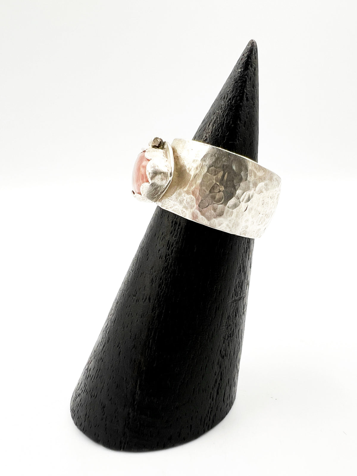 Rhodochrosite Evil Eye Sterling Silver Ring by BeBeadiful Jewelry