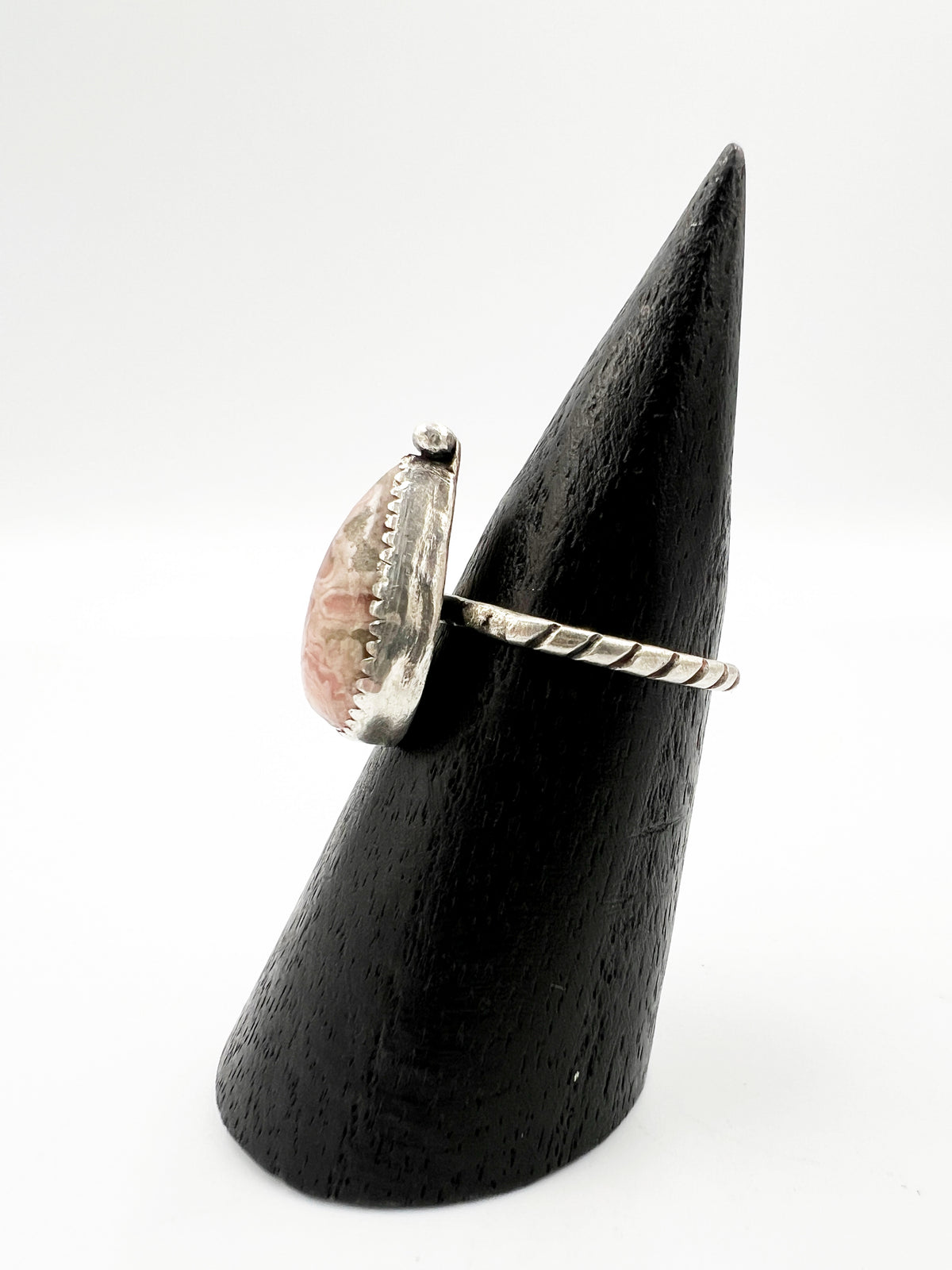 Rhodochrosite Teardrop Sterling Silver Ring by BeBeadiful Jewelry