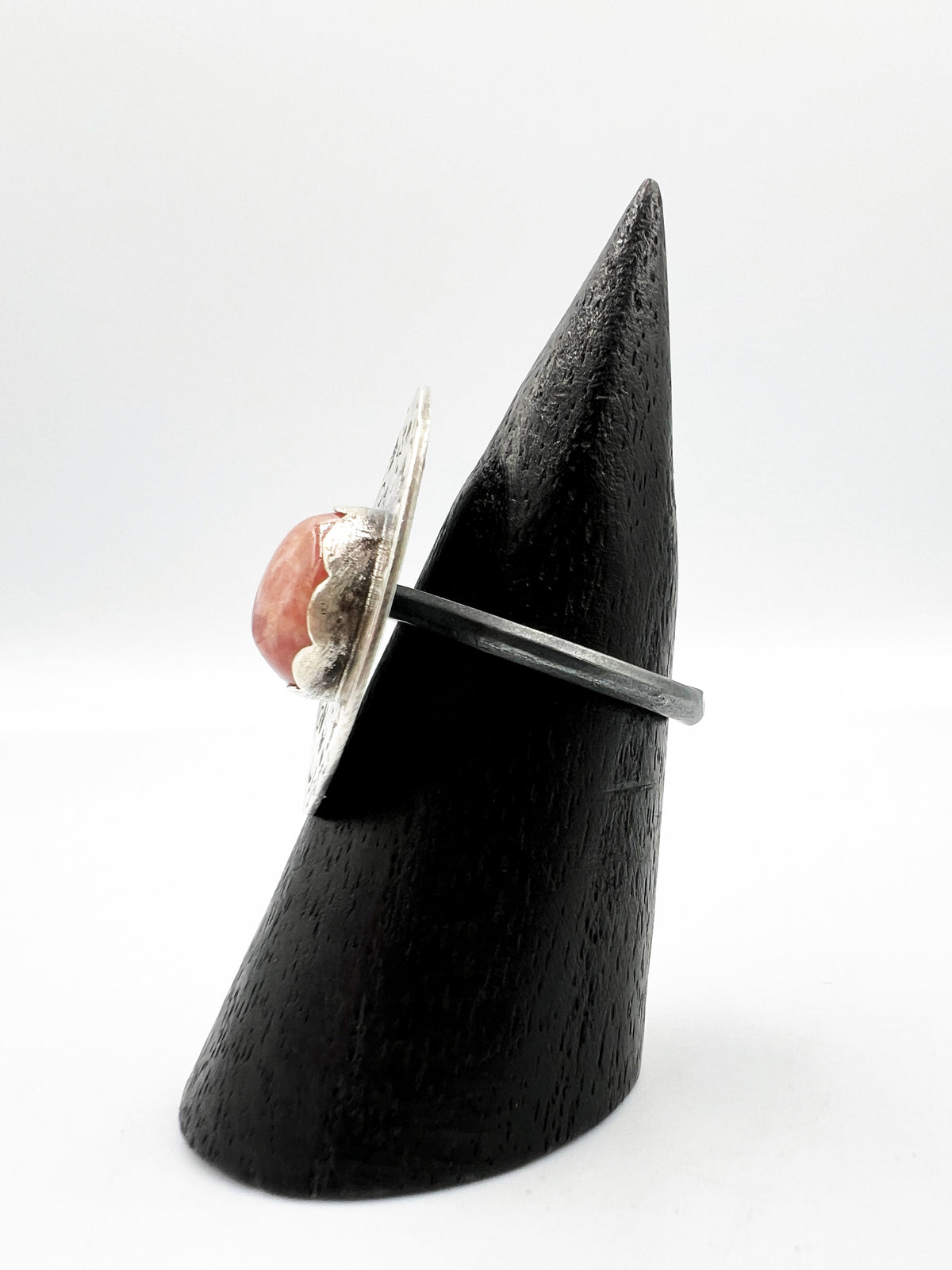 Rhodochrosite Celestial Scalloped Sterling Silver Ring by BeBeadiful Jewelry