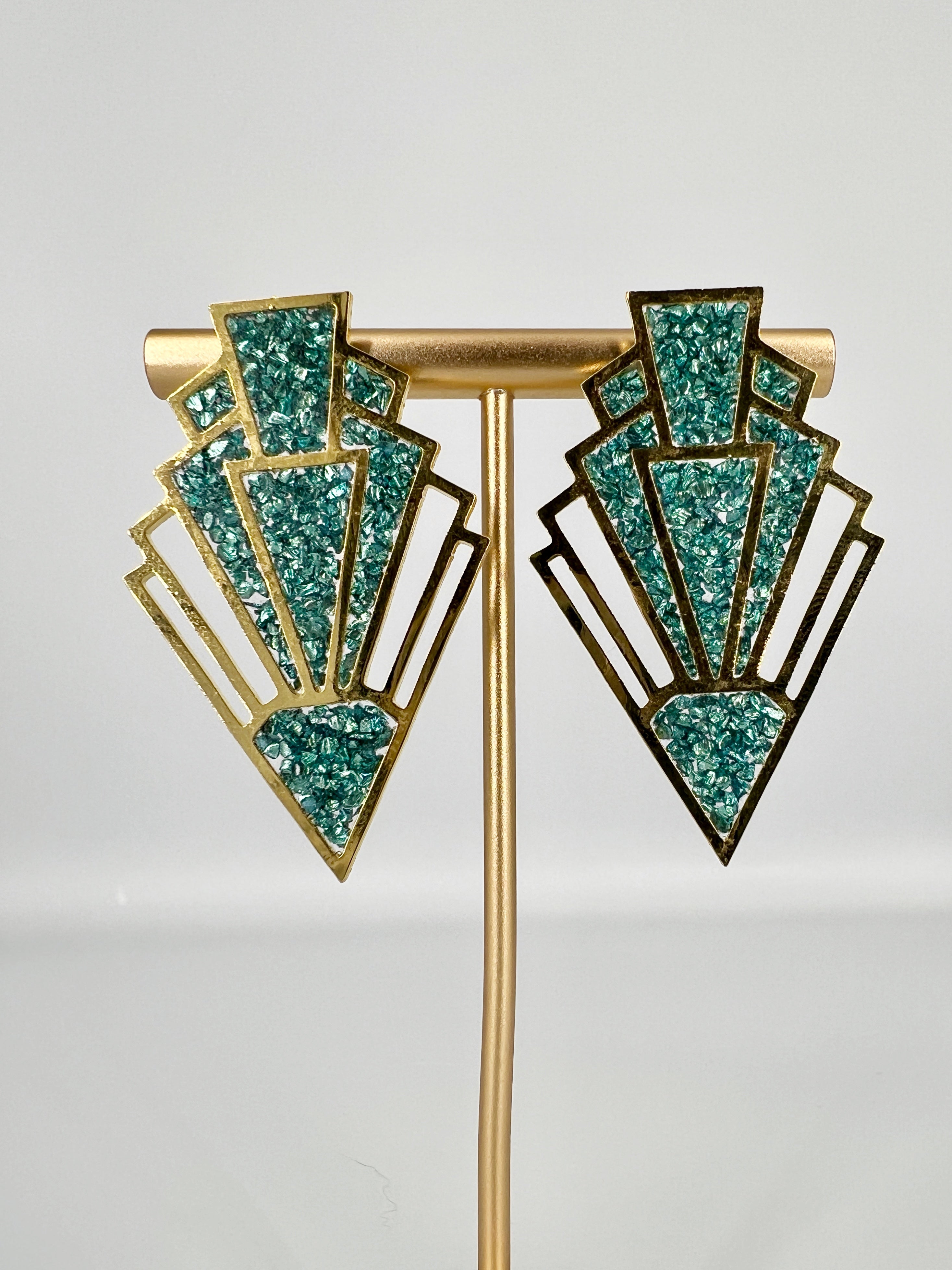 Art Deco Crushed Stud Earrings by Bee Mary