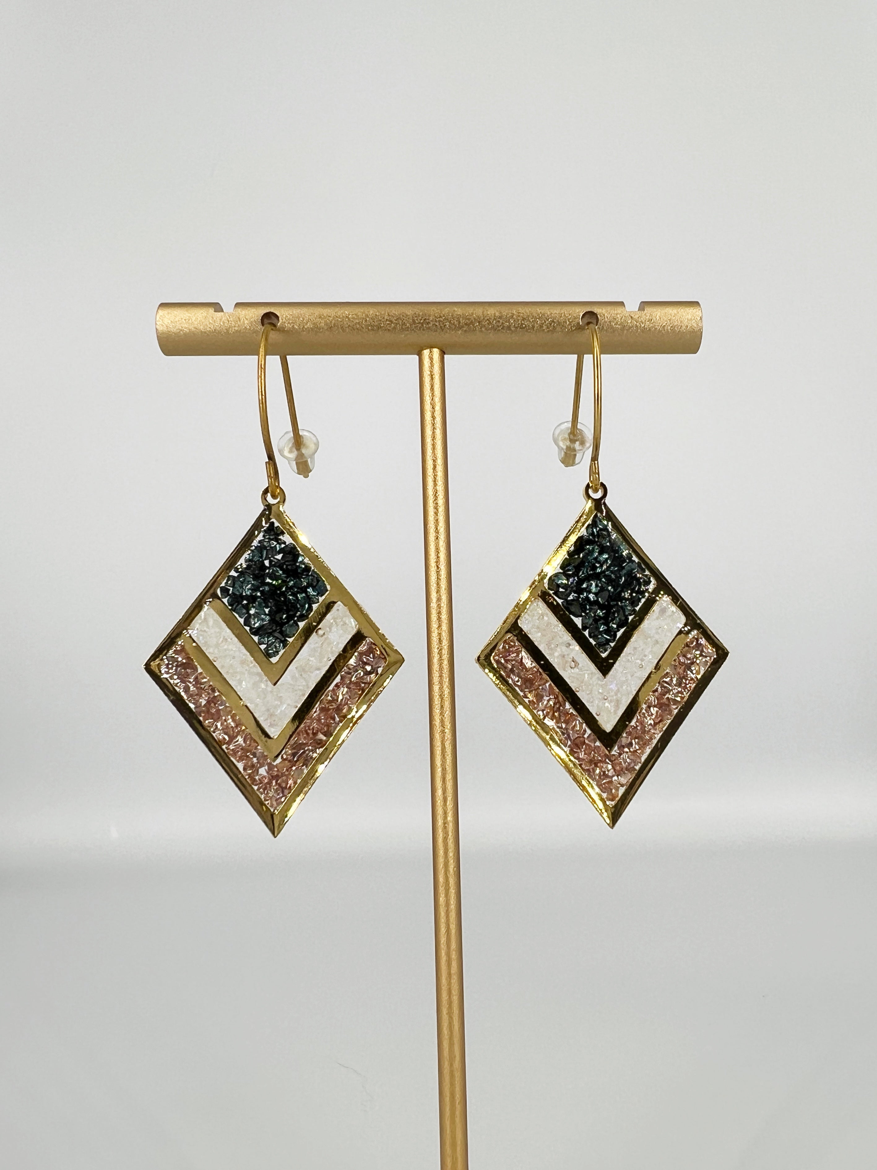Gold Filled Crushed Chevron Earrings by Bee Mary