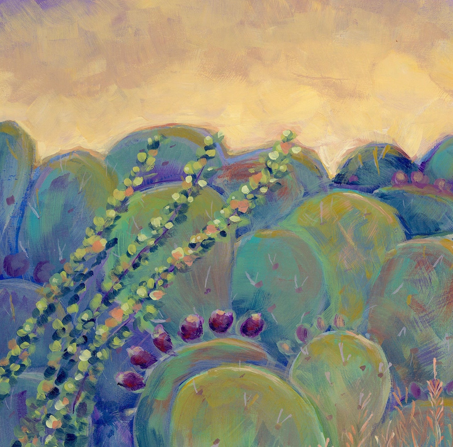 Big Bend Cactus & Ocotillo by Debbie Shands Celusniak