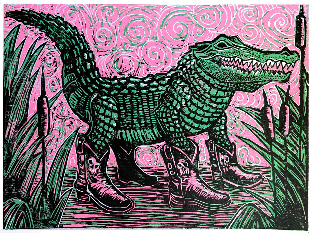 Alligator Two Step Print by Brunky Art
