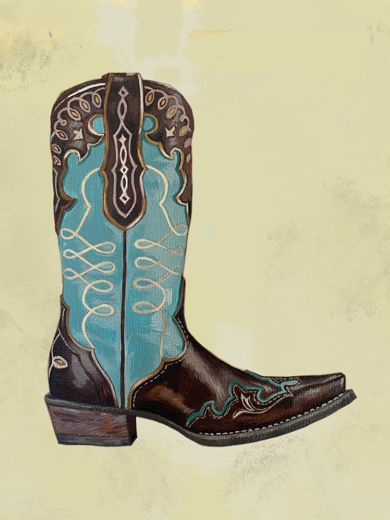 Swirly Stitched Boot Greeting Card by Bryana Fleming