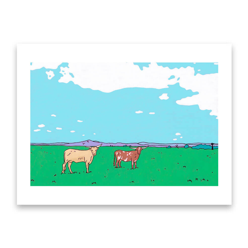 Flomot Longhorns Print by Cara Jackson + 12"x16"