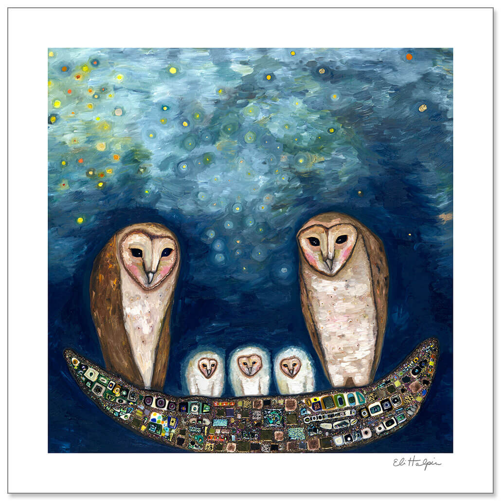 Barn Owl Treasure Nest Print by Eli Halpin + Paper