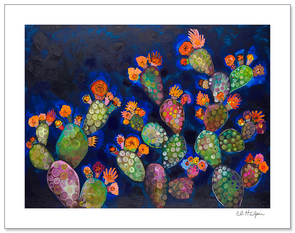 Blooming Prickly Pear Cactus Print by Eli Halpin + 11"x14" Paper