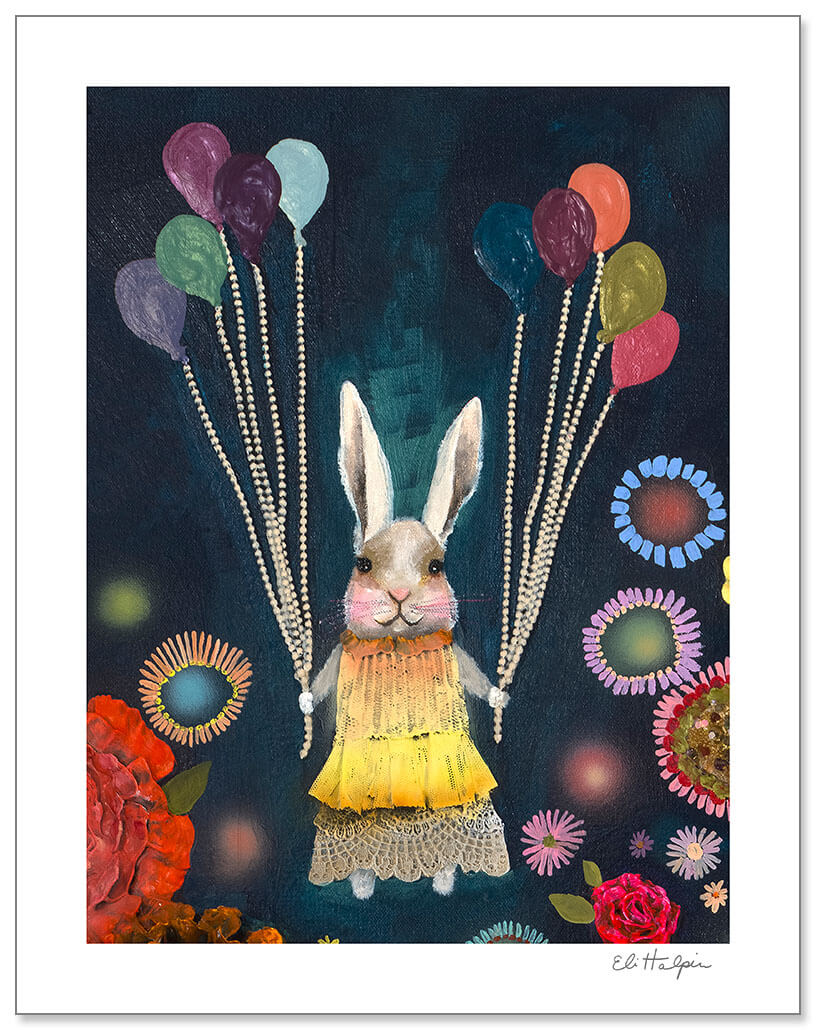 Bunny Balloons Print by Eli Halpin + Paper