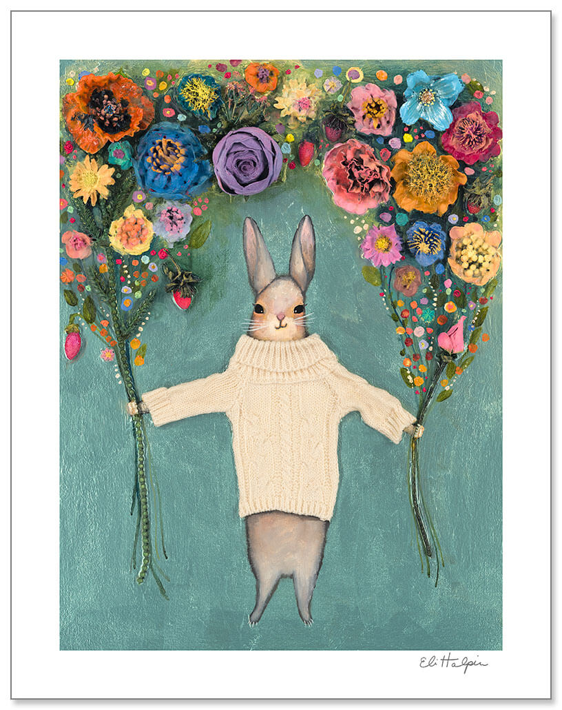 Bunny Bouquet Print by Eli Halpin + Paper