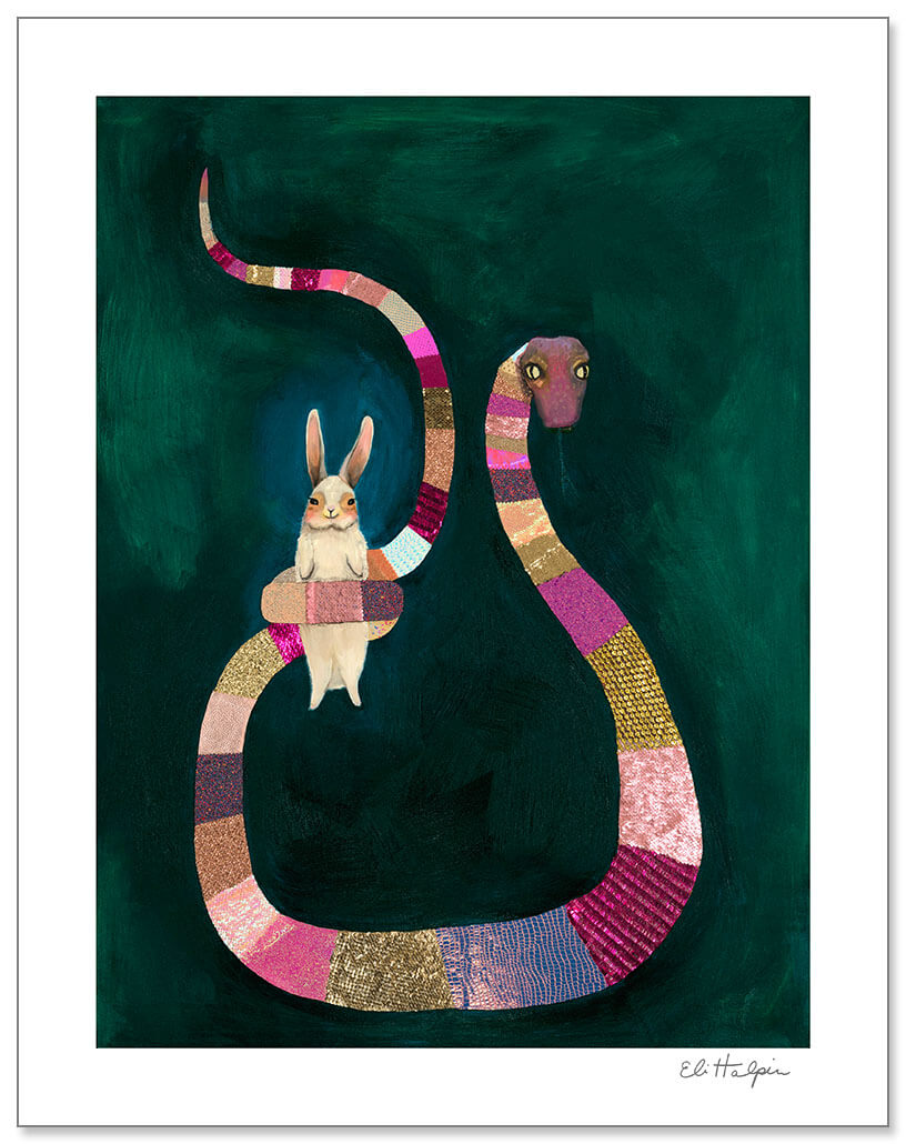 Pink Snake Print by Eli Halpin + Paper