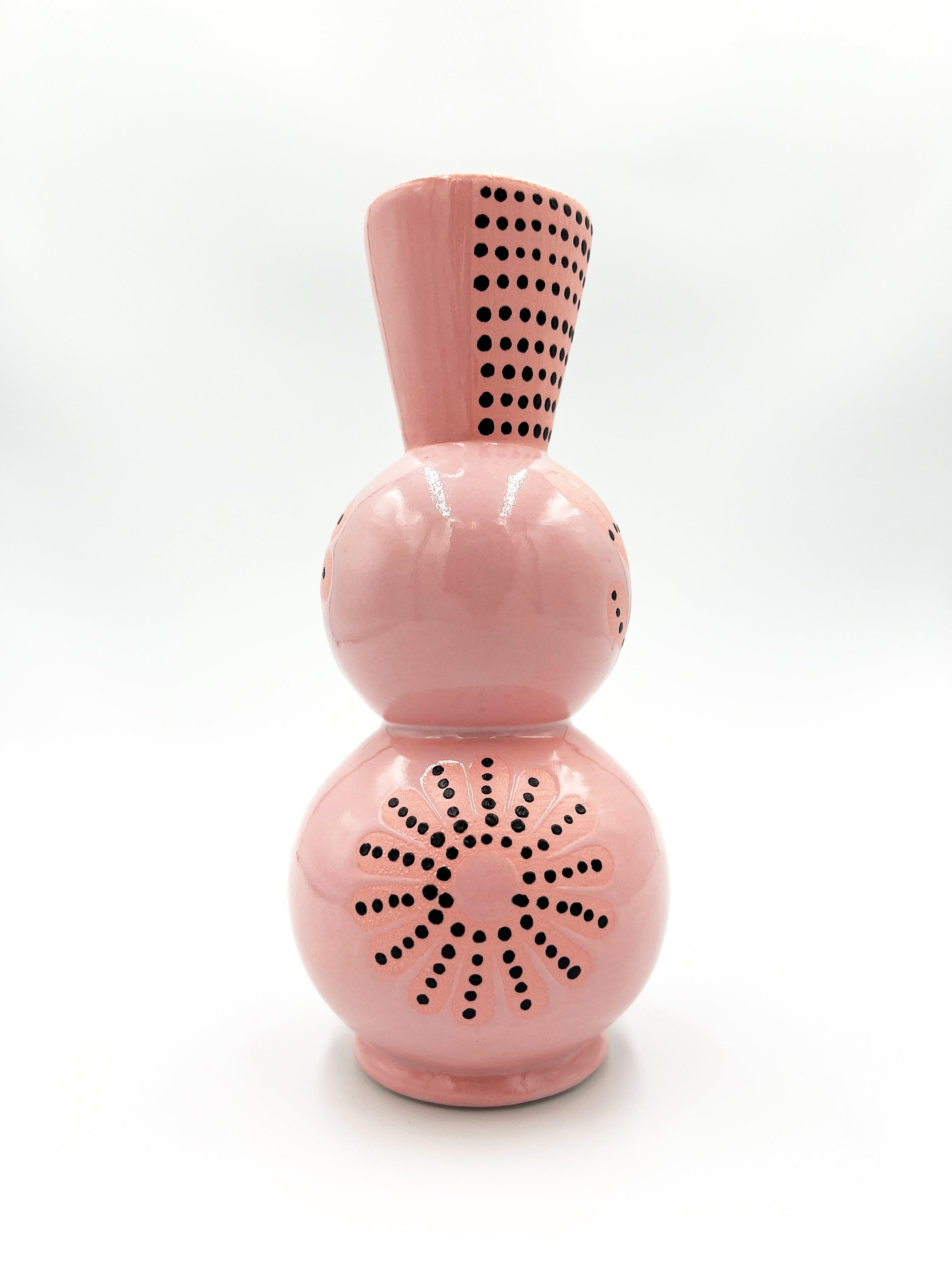 Pink Vase with Black Dots by Ephemeral Pottery