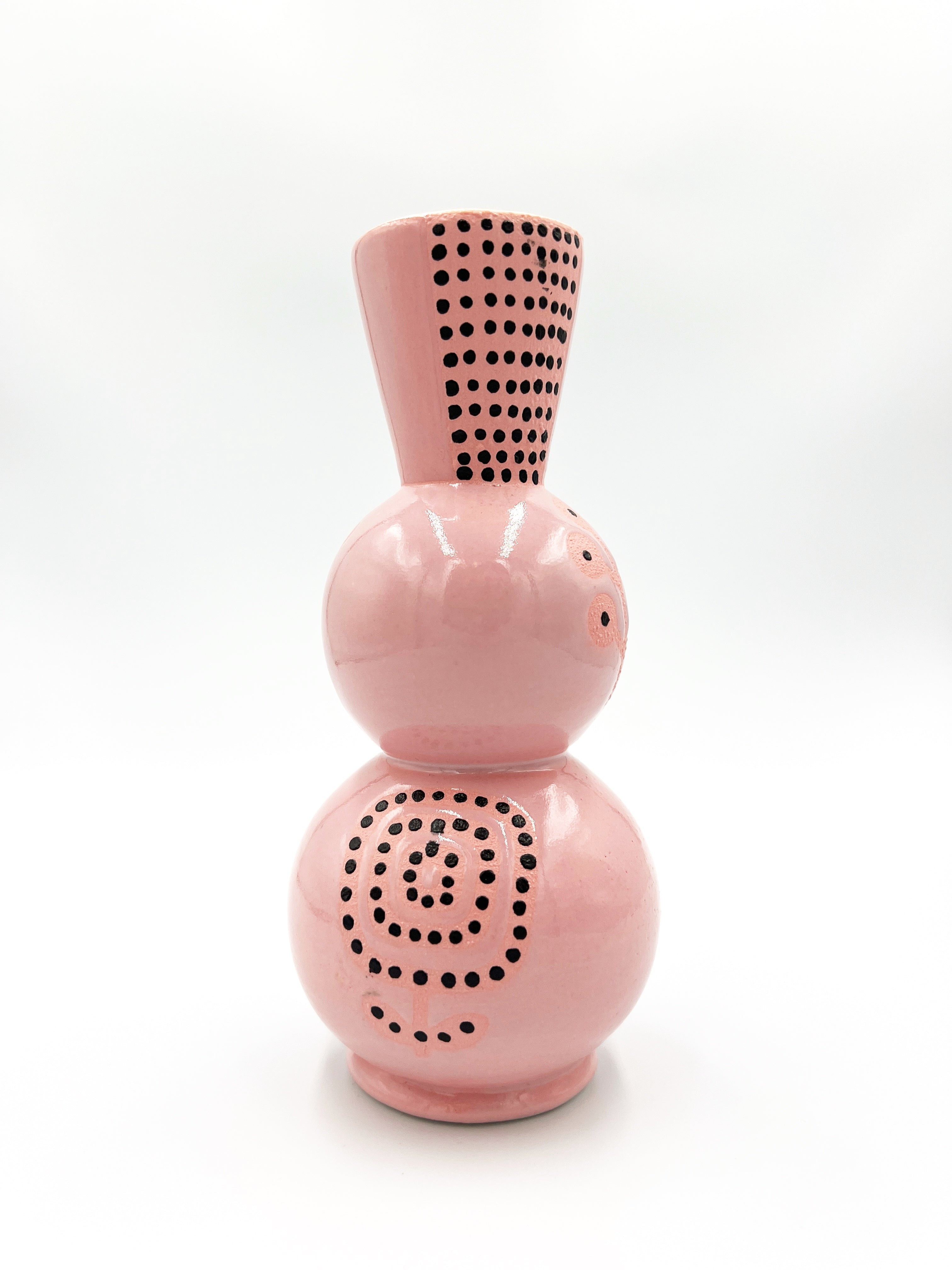 Pink Vase with Black Dots by Ephemeral Pottery