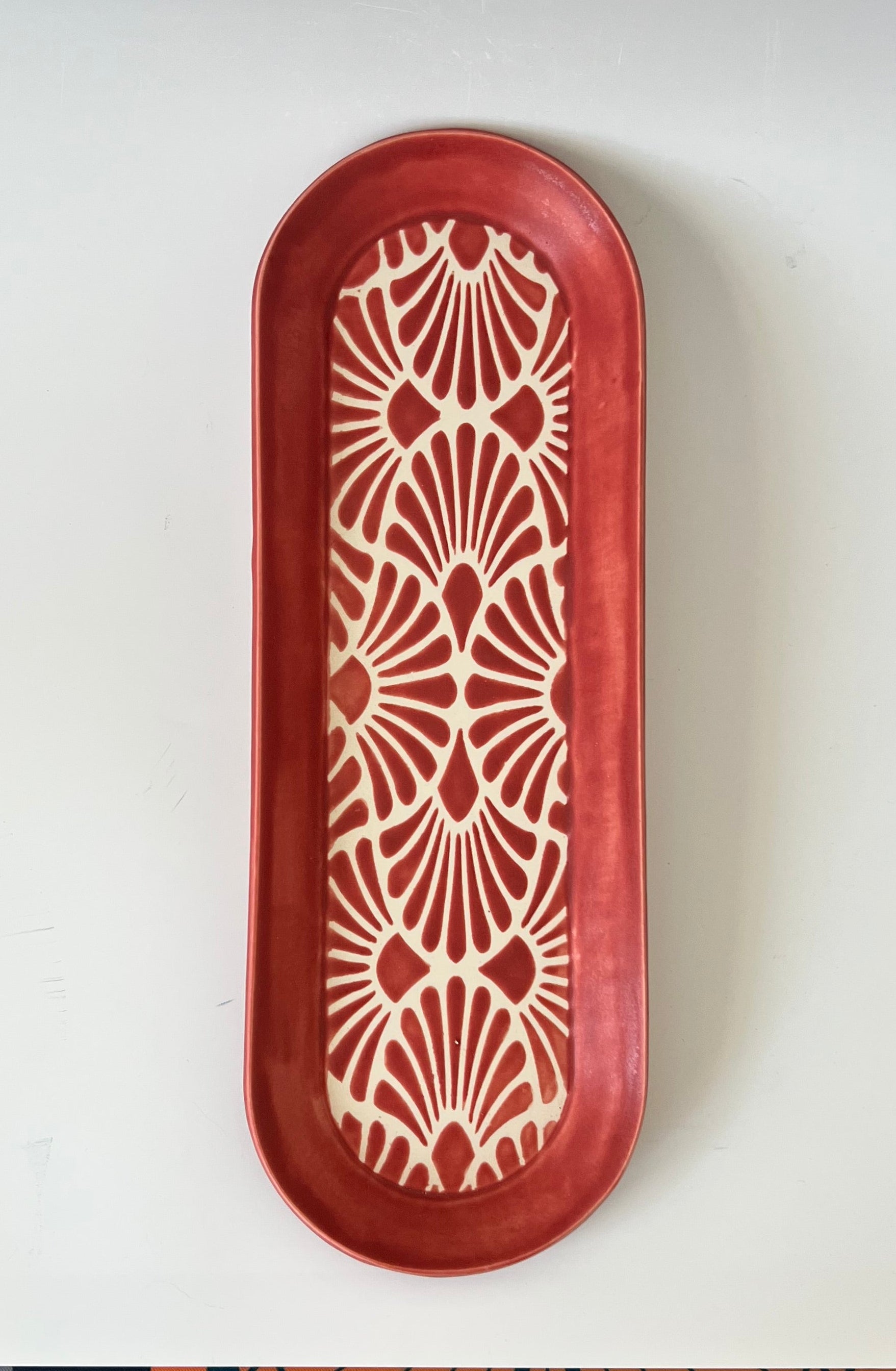 Red Fan Tray by Ephemeral Pottery