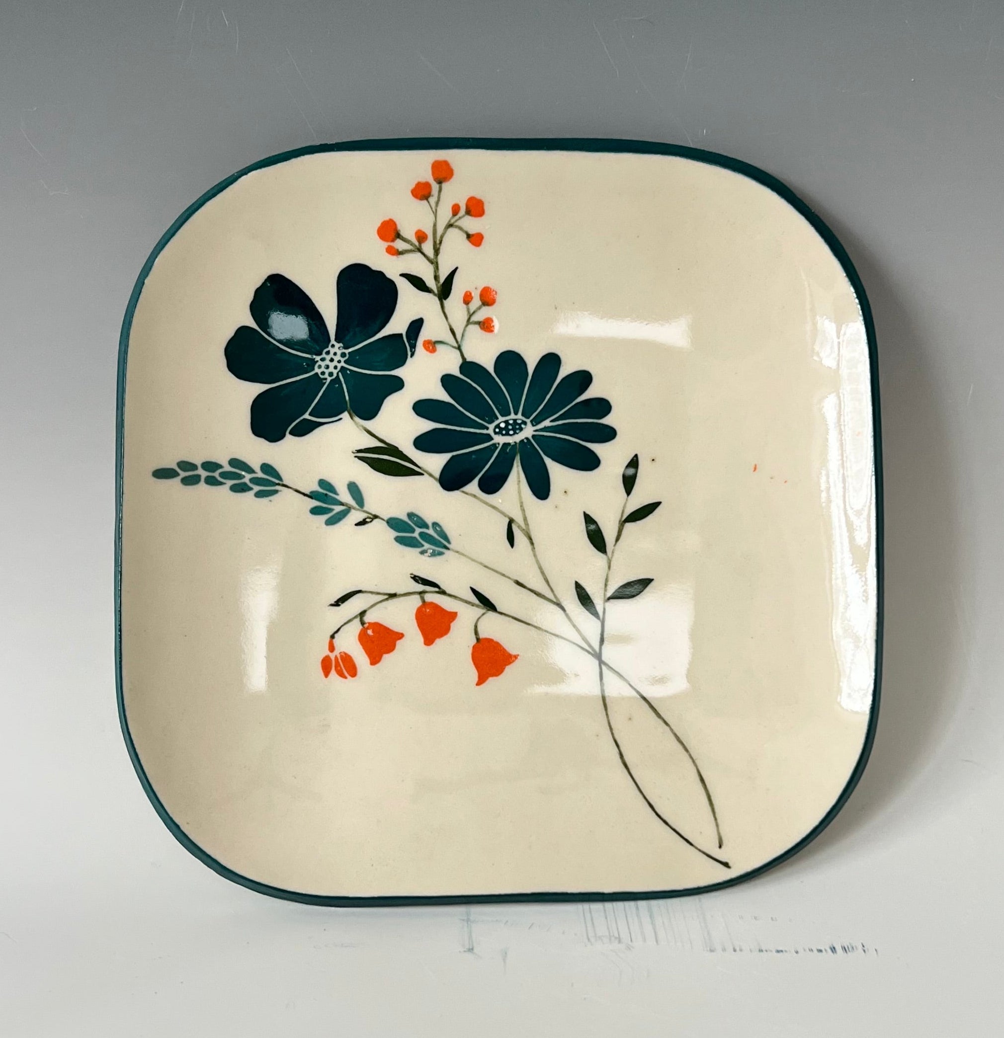 Square Floral Tray by Ephemeral Pottery