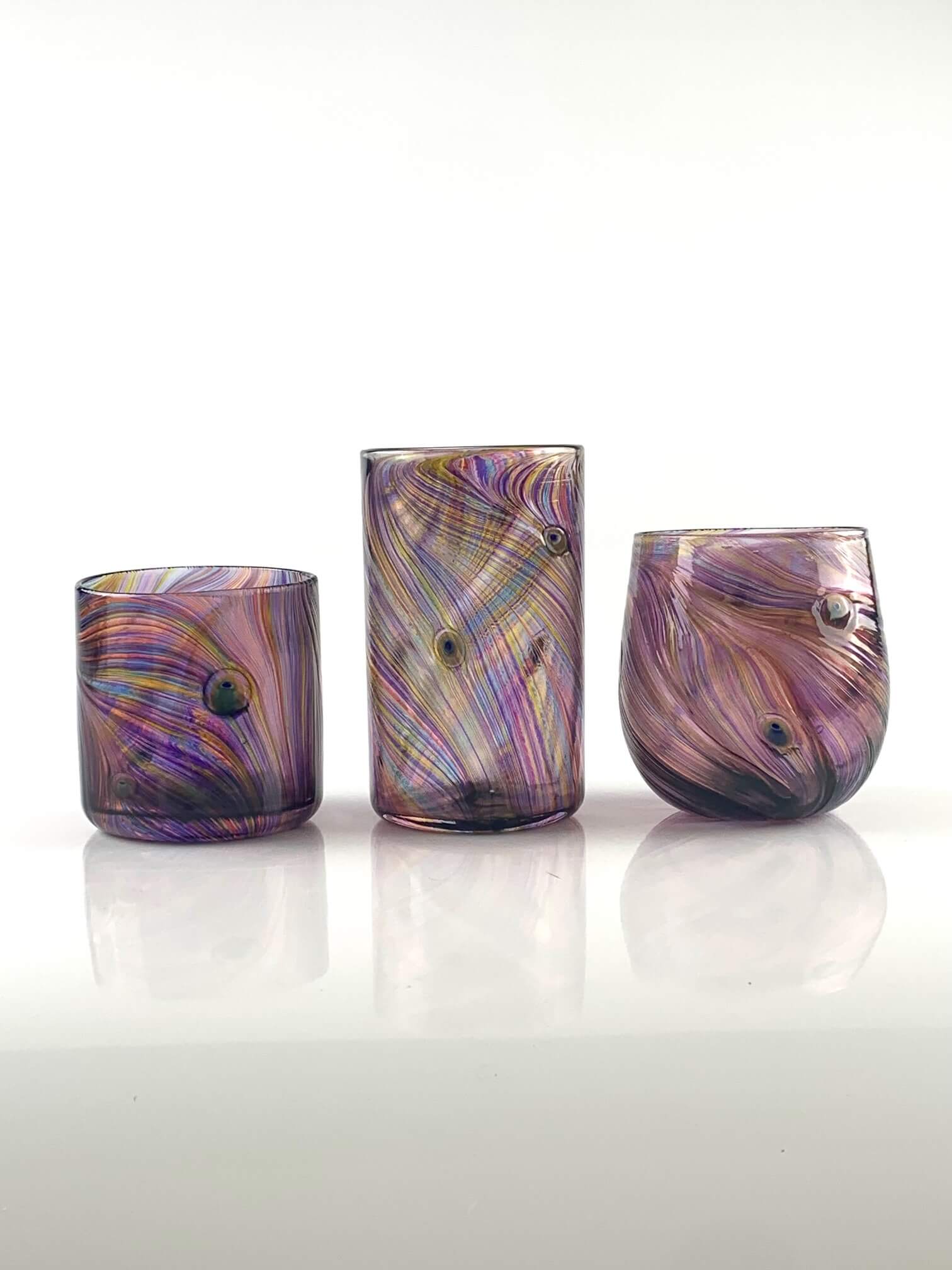 Peacock Feather Glass Cups by Ghost Pepper Glass + Tom Collins