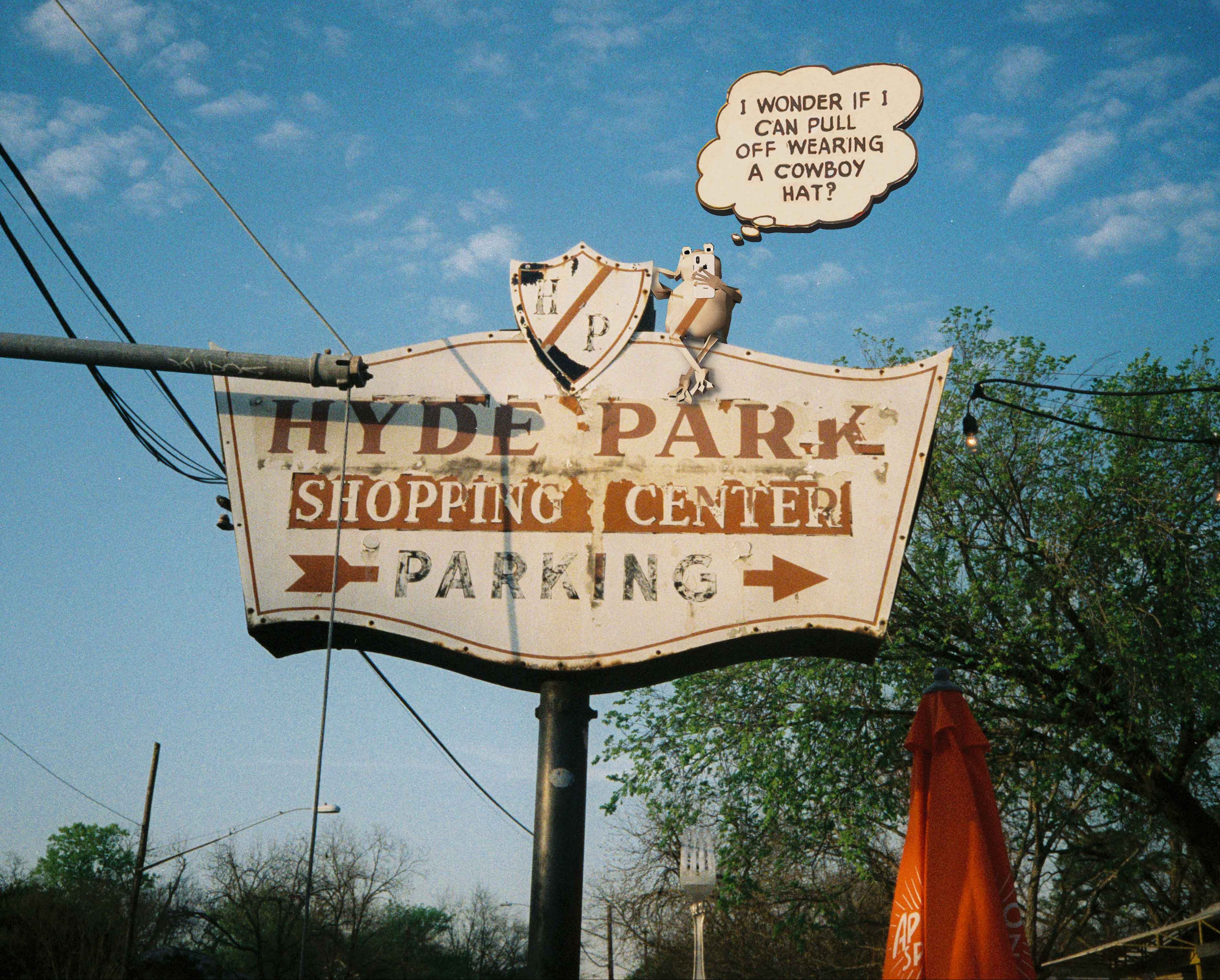 Pudgy the Alien Hyde Park Sign Print by John Donofrio
