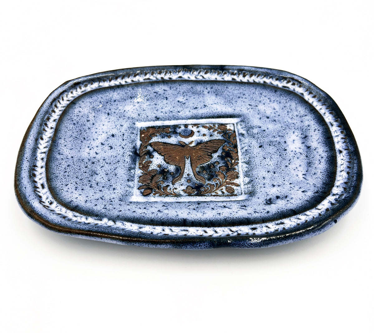 Blue Oval Moth Tray by Hooting Buddha
