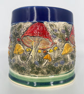 Colorful Mushroom Planter with a Blue Rim by Hooting Buddha
