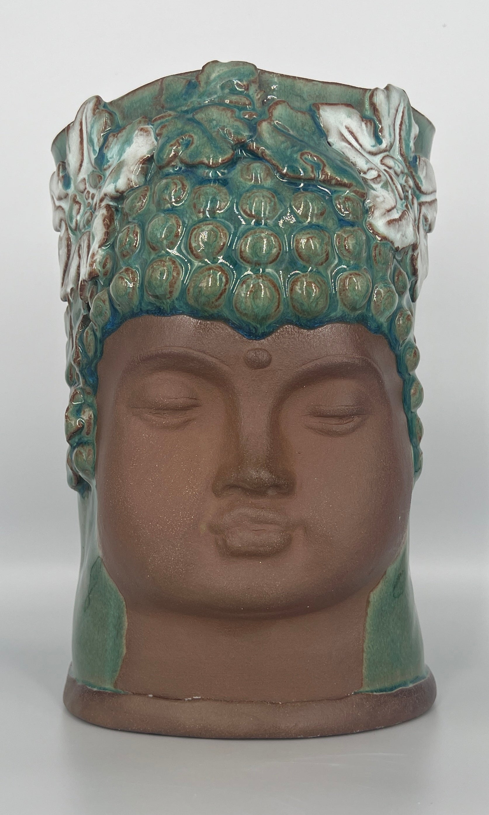 Floral Buddha Head Planter by Hooting Buddha
