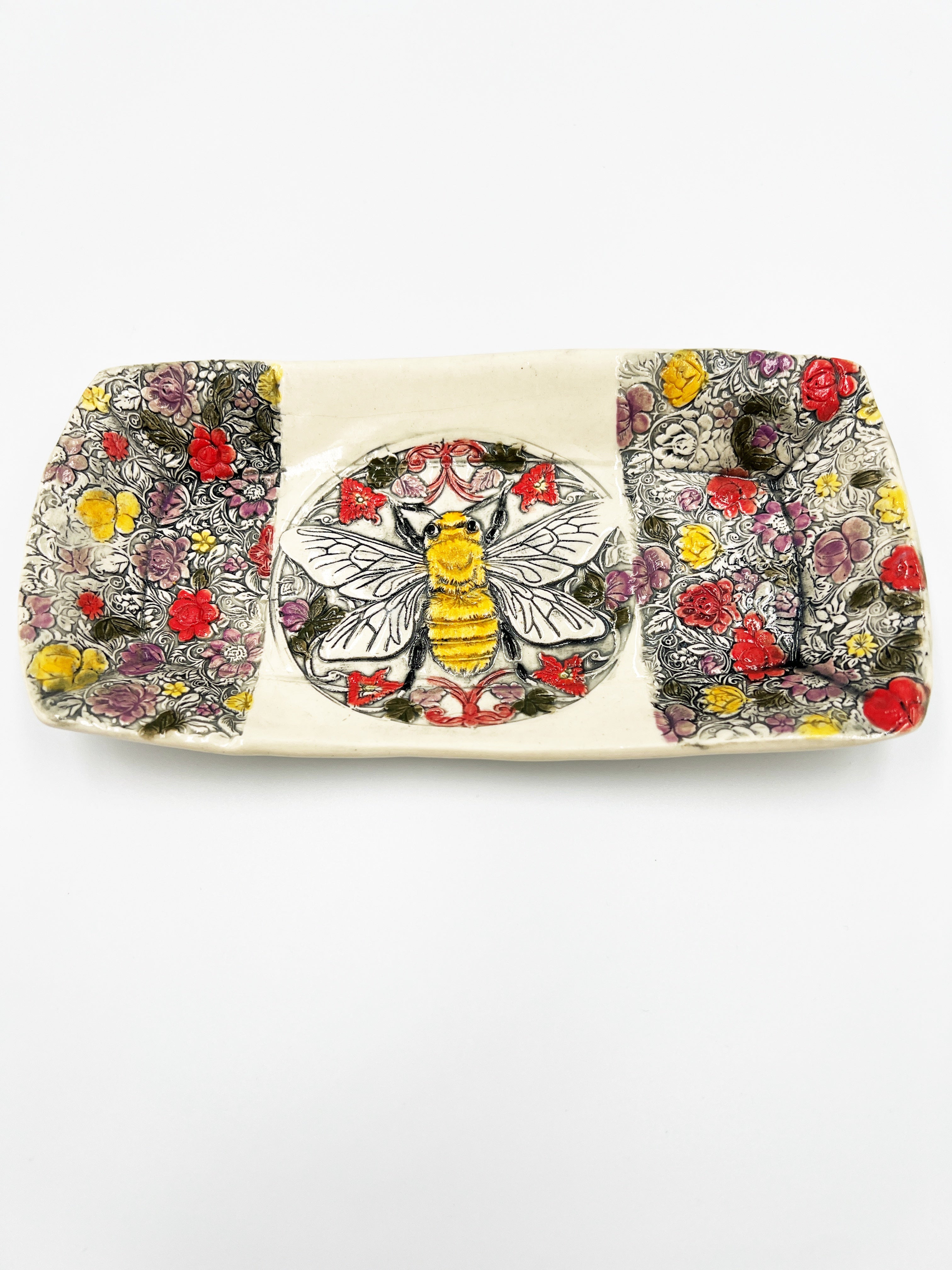 Floral Bee Tray by Hooting Buddha