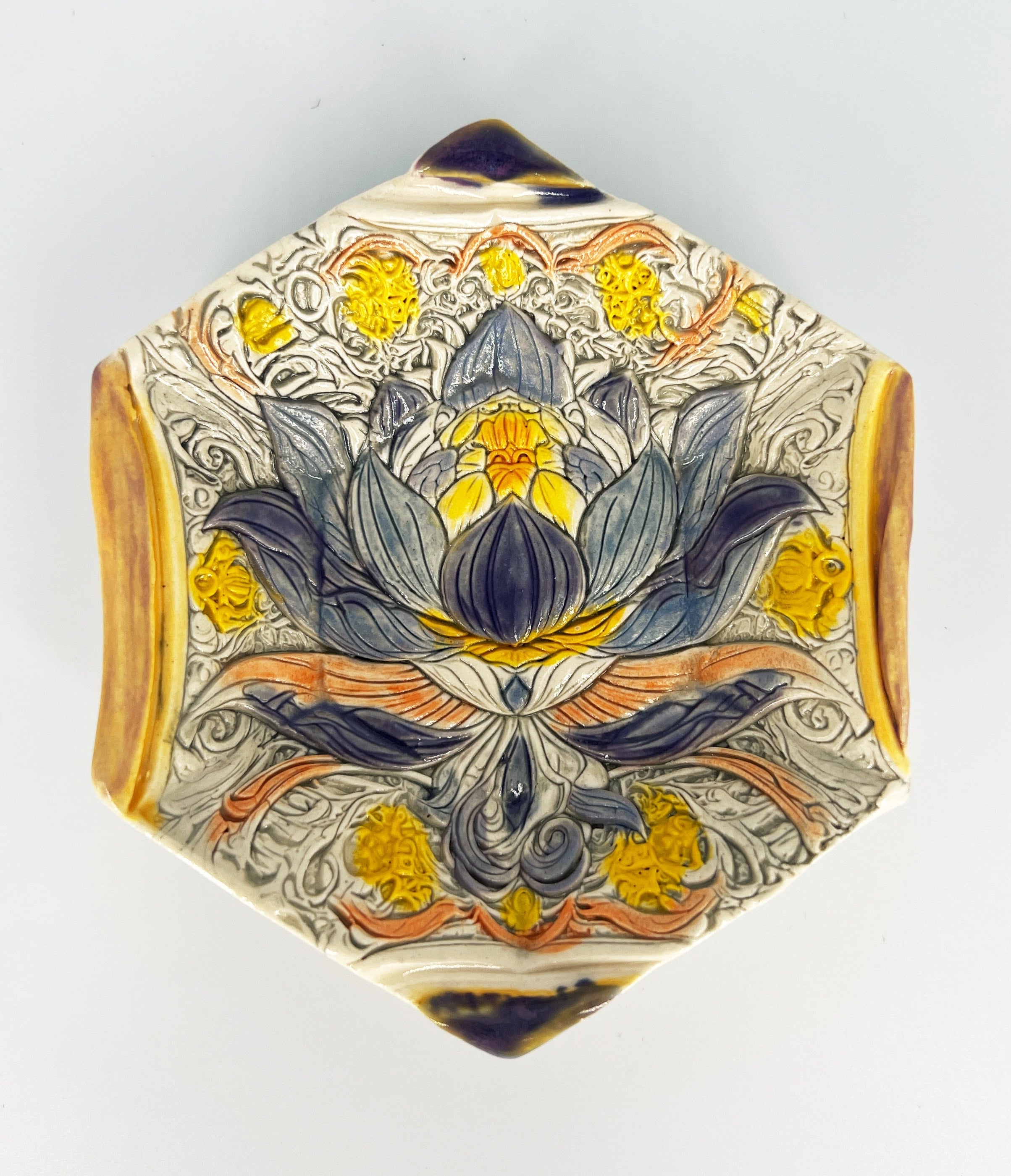 Hexagonal Lotus Dish by Hooting Buddha