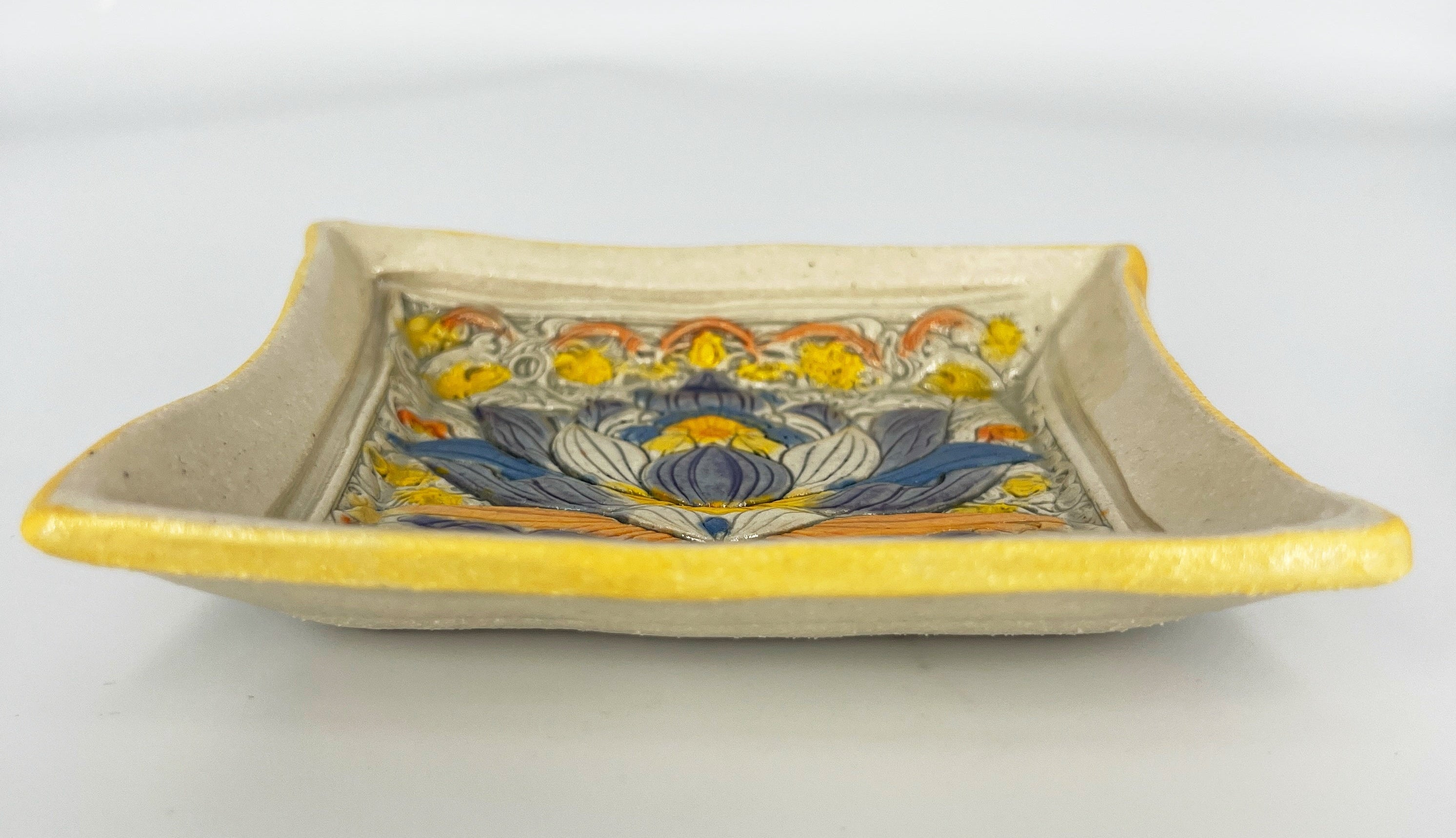 Lotus Dish with Yellow Rim by Hooting Buddha