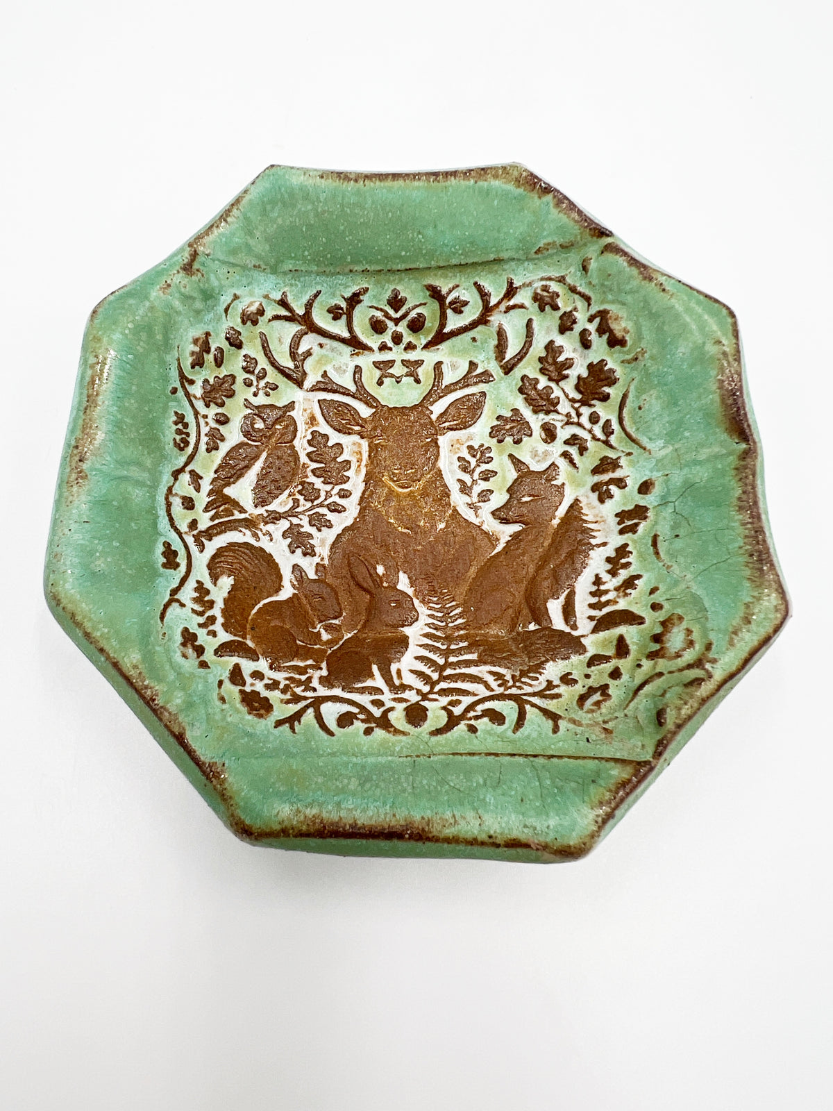 Octagonal Forest Friends Dish by Hooting Buddha