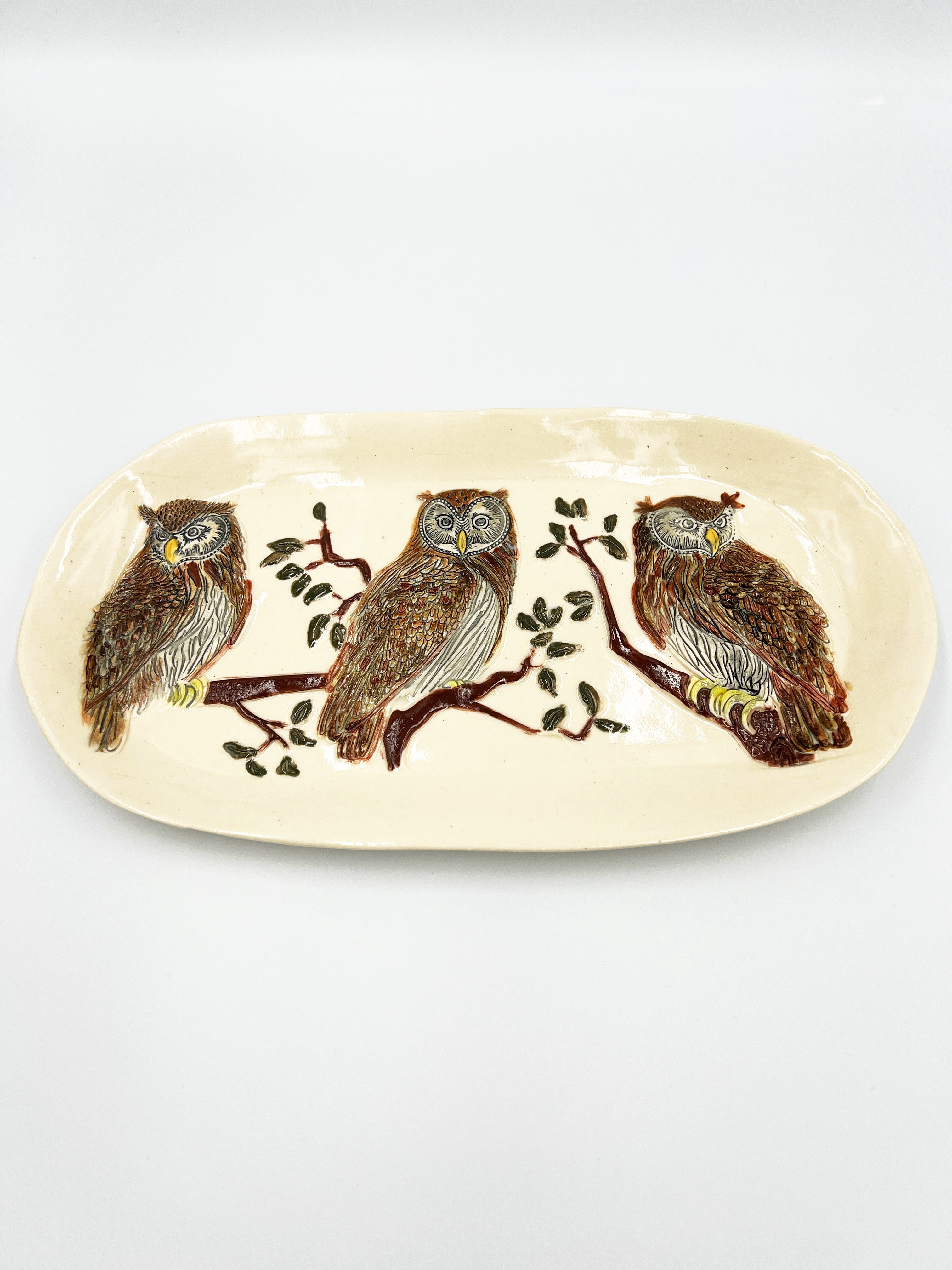 Triple Owl Tray by Hooting Buddha