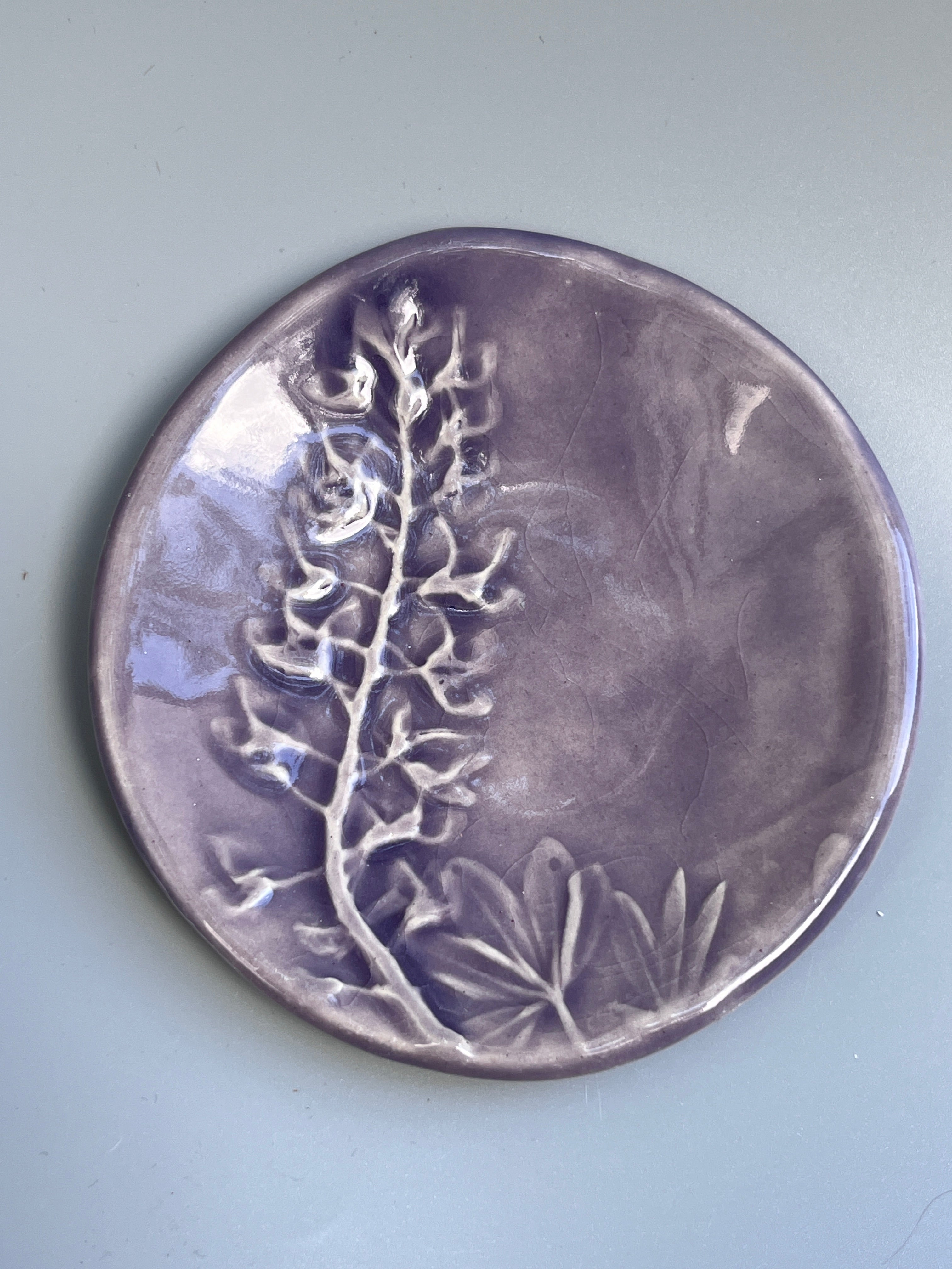 Purple Bluebonnet Textured Dish #2 by Katy Bradshaw David