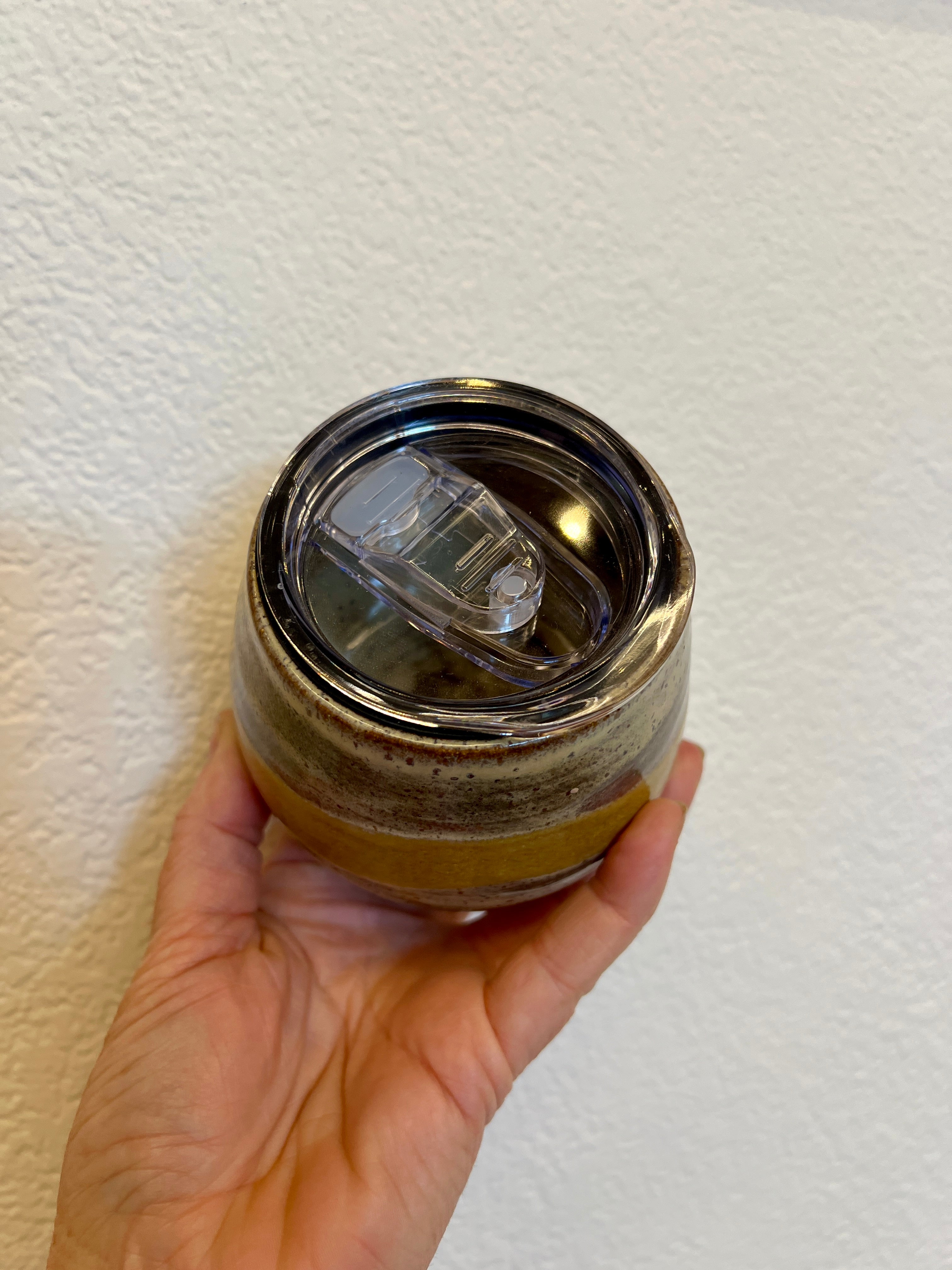 Oak and Mustard Wave Travel Cup by Fig Tree Pots