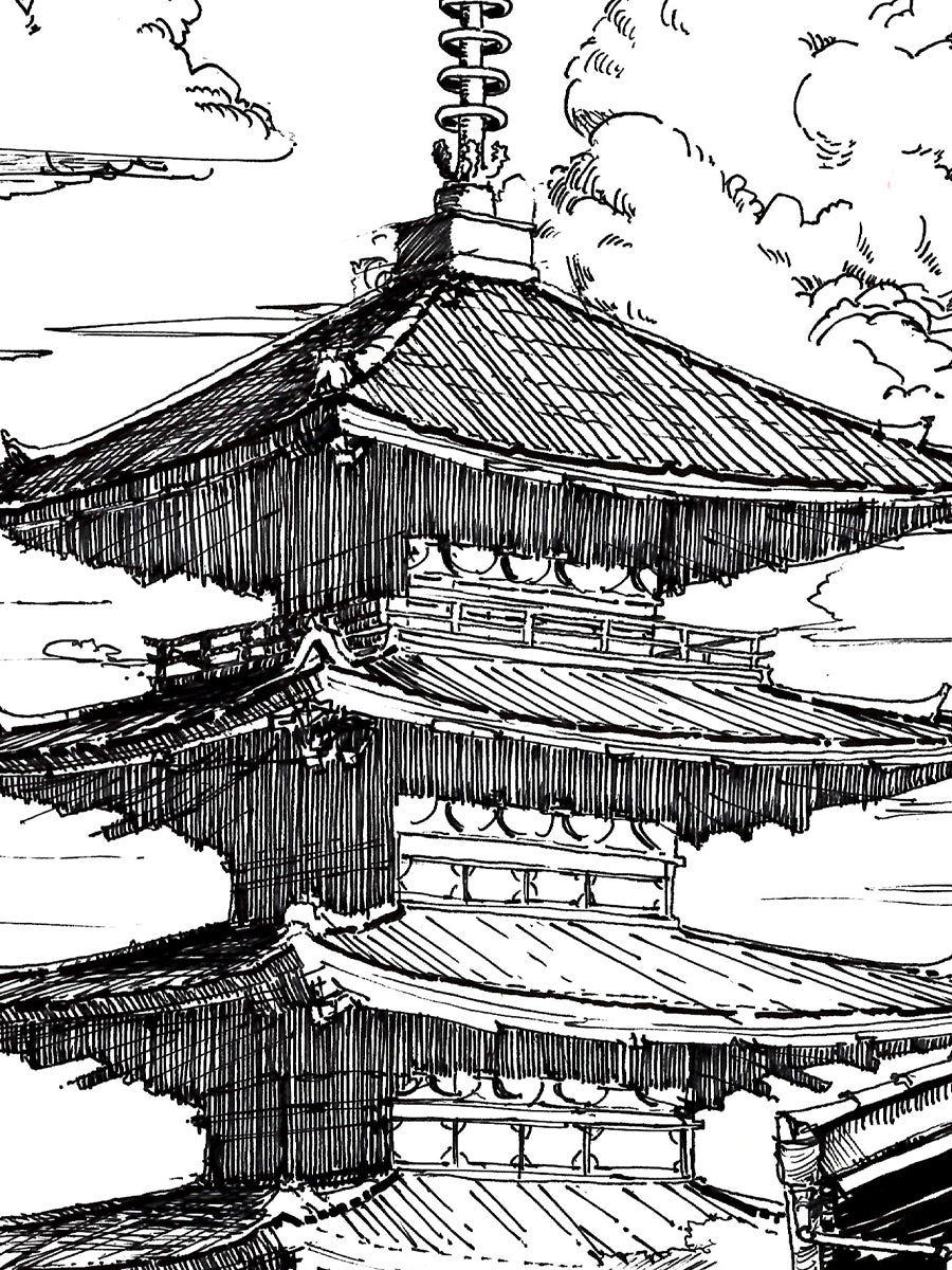 Japan Travel Sketch: Ninezaka Print by Phillip Seymour + 9"x12"