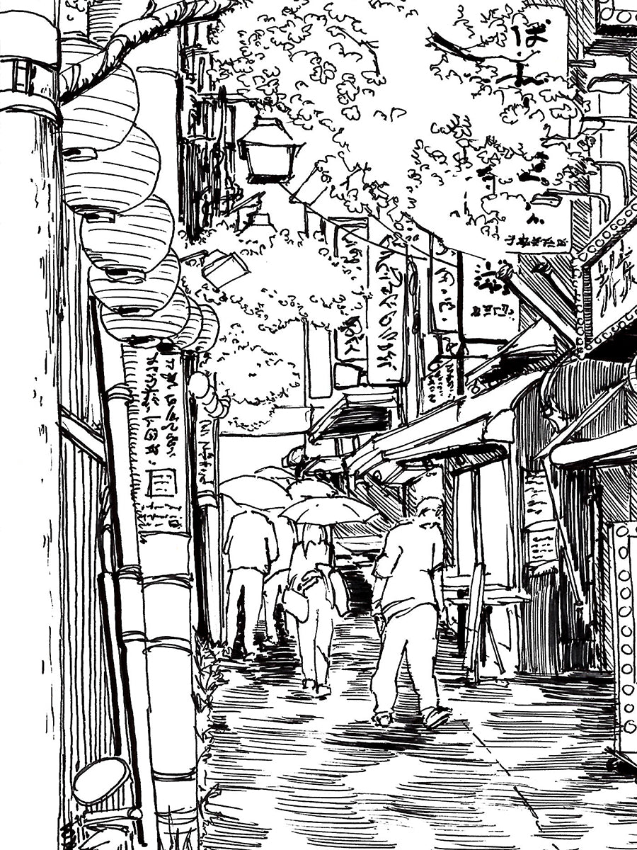 Japan Travel Sketch: Shinjuku Print by Phillip Seymour + 9"x12"