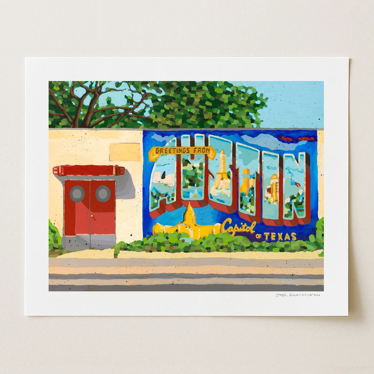Greetings from Austin Print by Joel Ganucheau + Paper