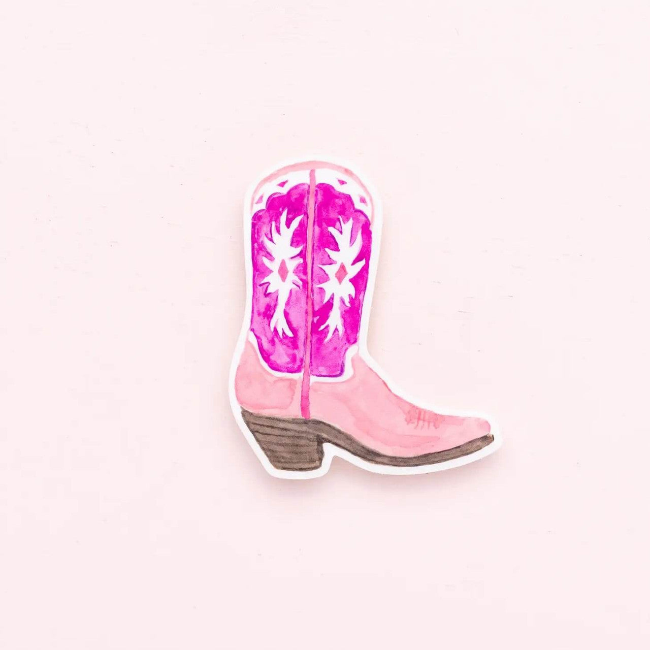Pink Western Boot Sticker by Kathy Phan
Sticker size: 2.49" x 3"

This sticker is durable and waterproof. Show what you love on your laptop, water bottle, or anything!
Printed in USA