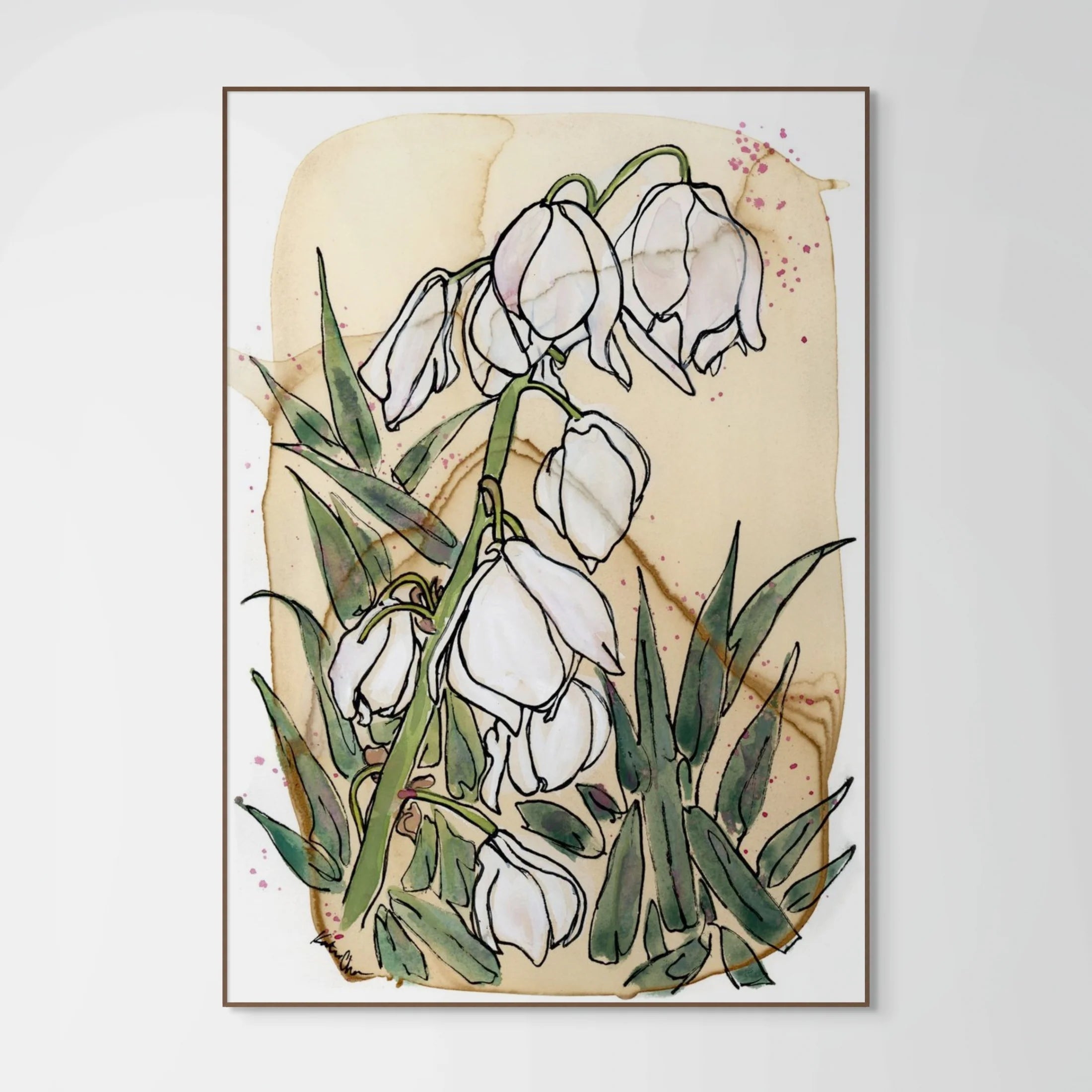 Yucca On Coffee Stained Paper Print by Katie Chance