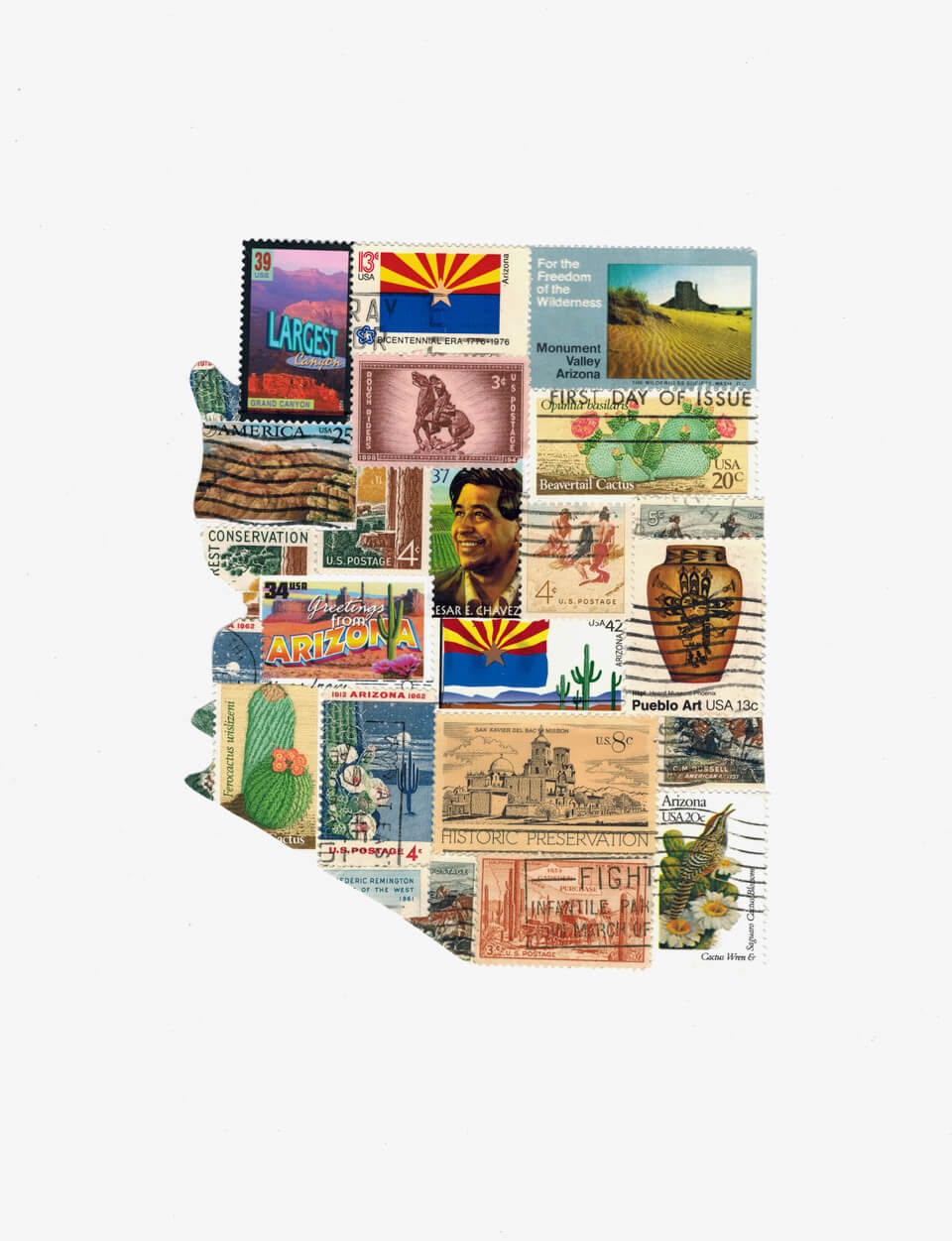 Arizona - Postage Stamp Collage Print by Katie Conley