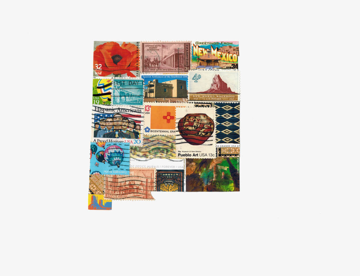 New Mexico - Postage Stamp Collage Print by Katie Conley