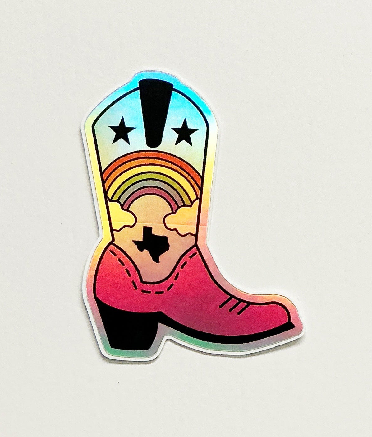 Holographic Rainbow Boot Stickers by Katie Cowden