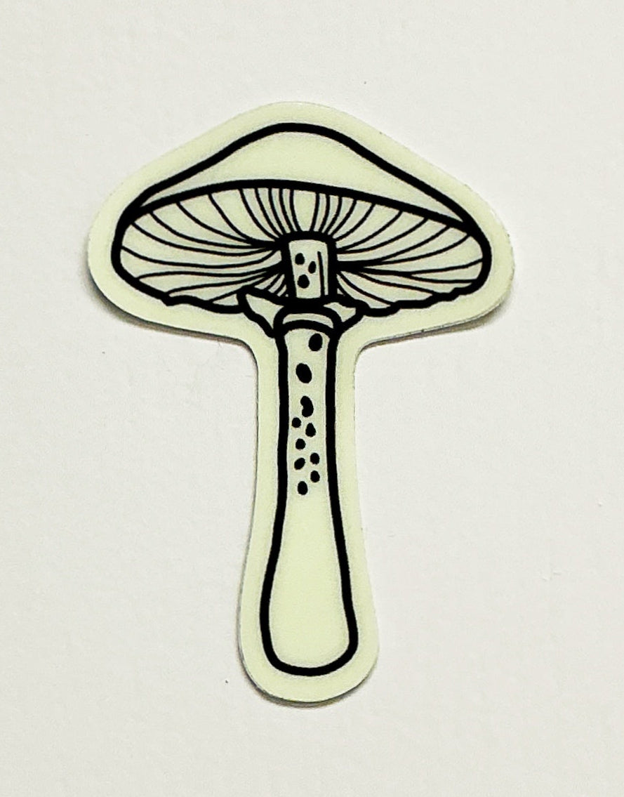 Glow in the Dark Mushroom Sticker by Katie Cowden